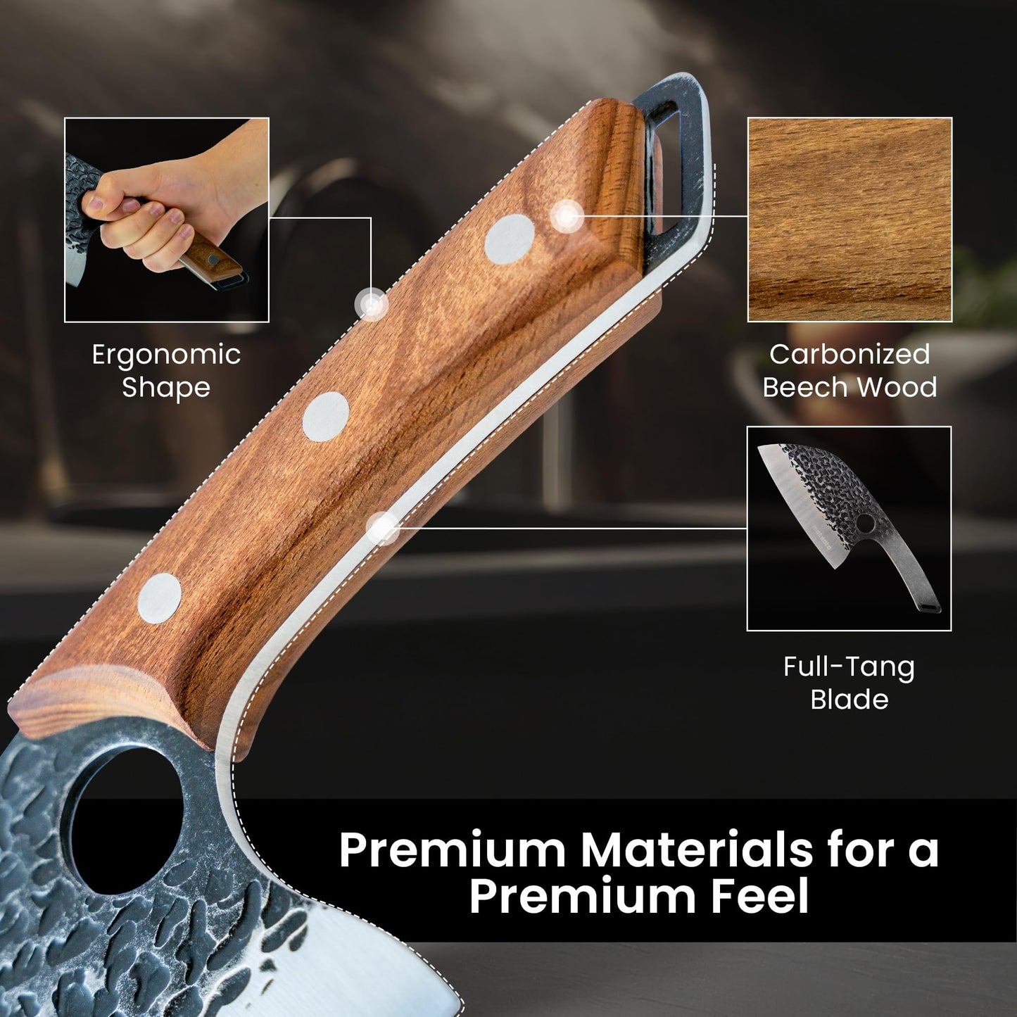 Matsato Butcher Knife Japanese Crafted Steel Kitchen Cleaver Chef Knife Couteau Cuisine Big Chopping Meat Cleaver Knives 5.8 Inch Blade Perfect Kitchen Gifts