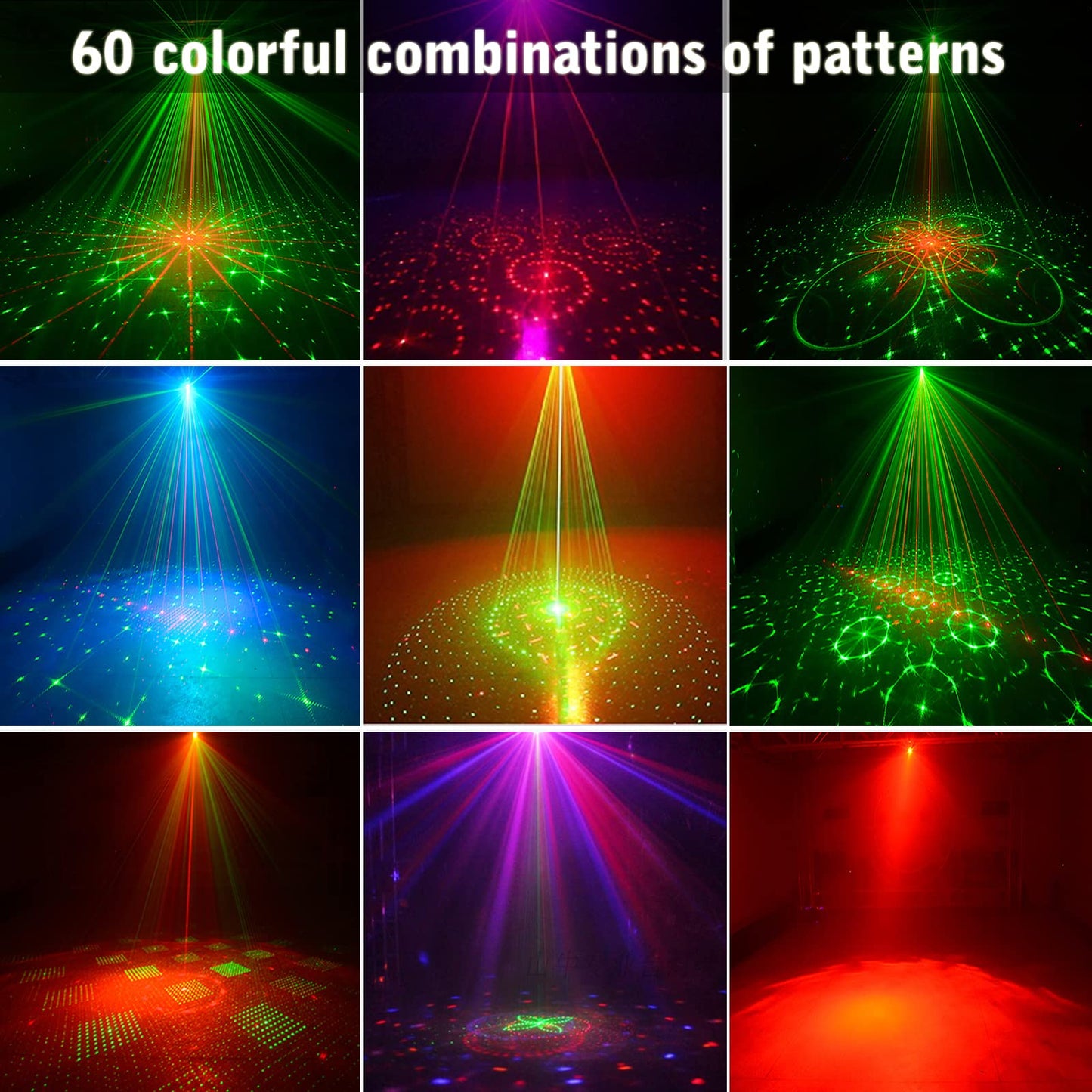 Couvkadl DJ Disco Light, Stage Party Lights, Laser Light Sound Activated RGB Led Flash Strobe Projector with Remote Control for Christmas Birthday Parties - USB Powered