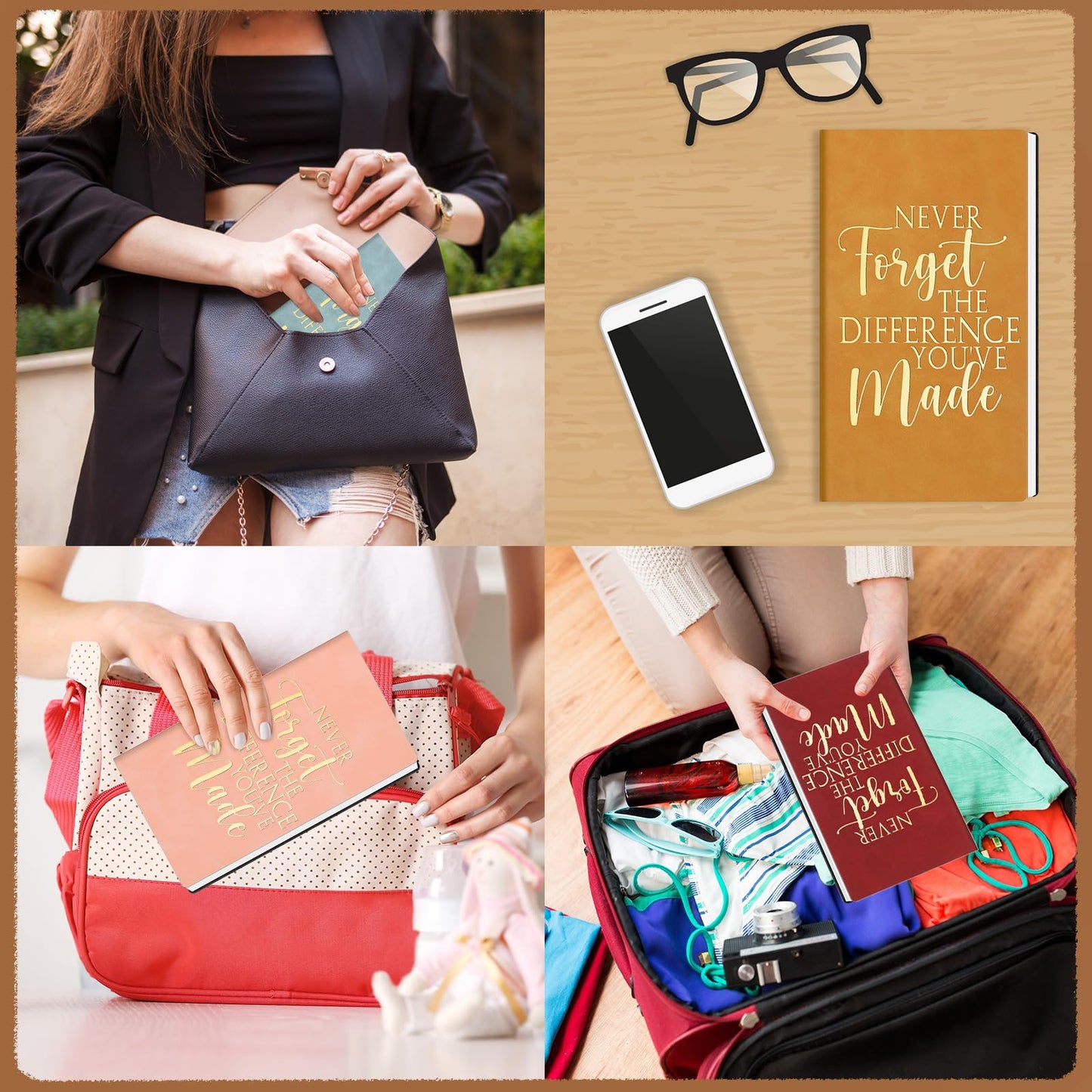 Fuutreo 10 Pcs Bulk Leather Notebook Appreciation Gift for Employee Coworker CNA Week Inspirational A6 Notebook Thank You Journal Gift for Teacher Nurse Team Staff Office School(Never Forget)