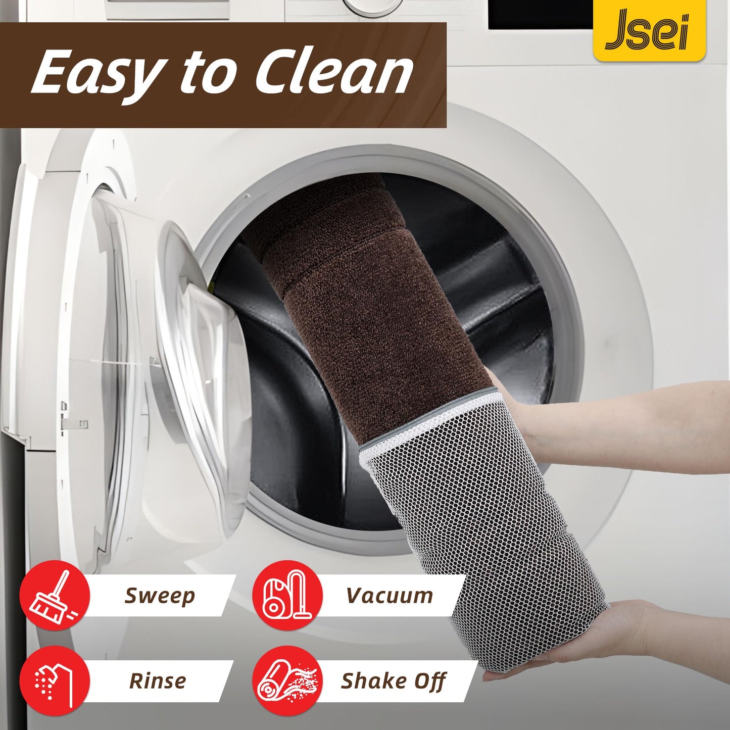 JSEI Entryway Rugs Doormat 32"x48", Non-Slip Dirt Trapper Door Mats Indoor, Washable Absorbent and Stain Resist Welcome Floor Mat for Front Door, Dog Door Mat, Dirty Wet Shoes & Paws, Brown