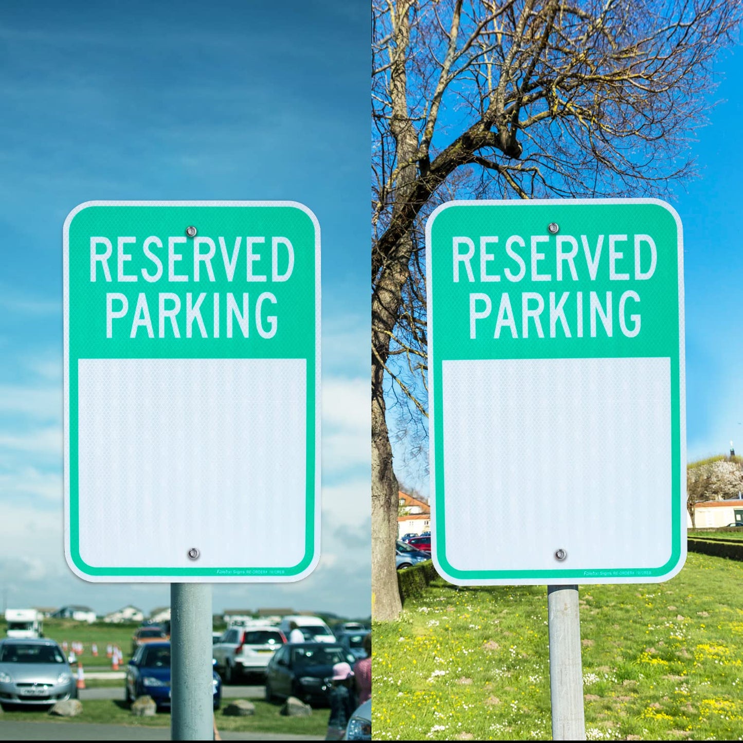 Faittoo Blank Reserved Parking Signs, 4-Pack 18 x 12 Inch Engineer Grade Reflective Aluminum Signs, Weather/Fade Resistant, UV Protected, Easy to Install and Read, Indoor/Outdoors Use