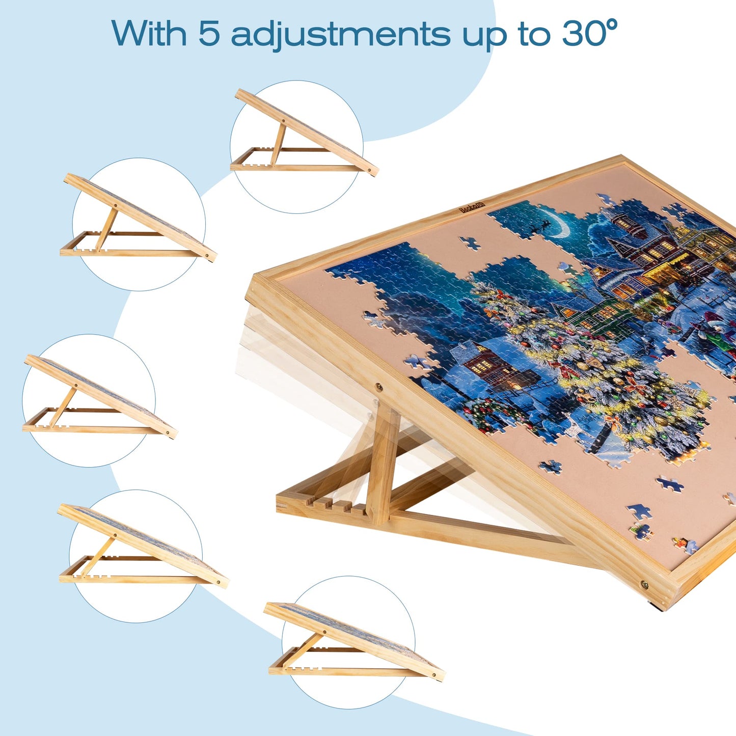 Becko Adjustable Wooden Puzzle Board with A Cover Jigsaw Puzzle Plateau Puzzle Easel for Adults and Kids for Puzzles Up to 1000 Pieces