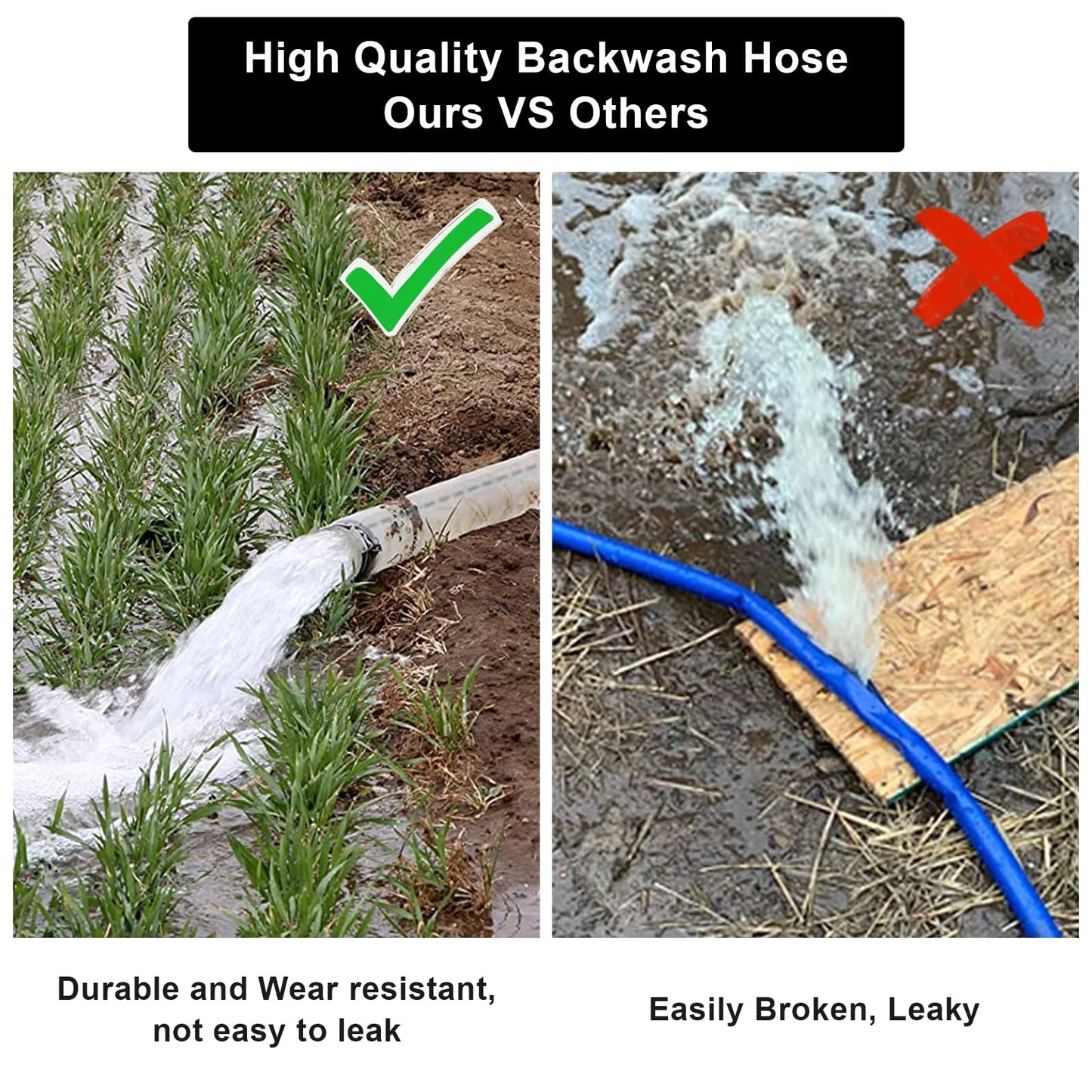 1.5'' x 100 FT Backwash Hose1.5''Inch Fire Hose Pool Backwash Hose 100 ft Pool Drainage Hose for Farm Irrigation Swimming Pool Drainage and Outdoor Garden Lawn