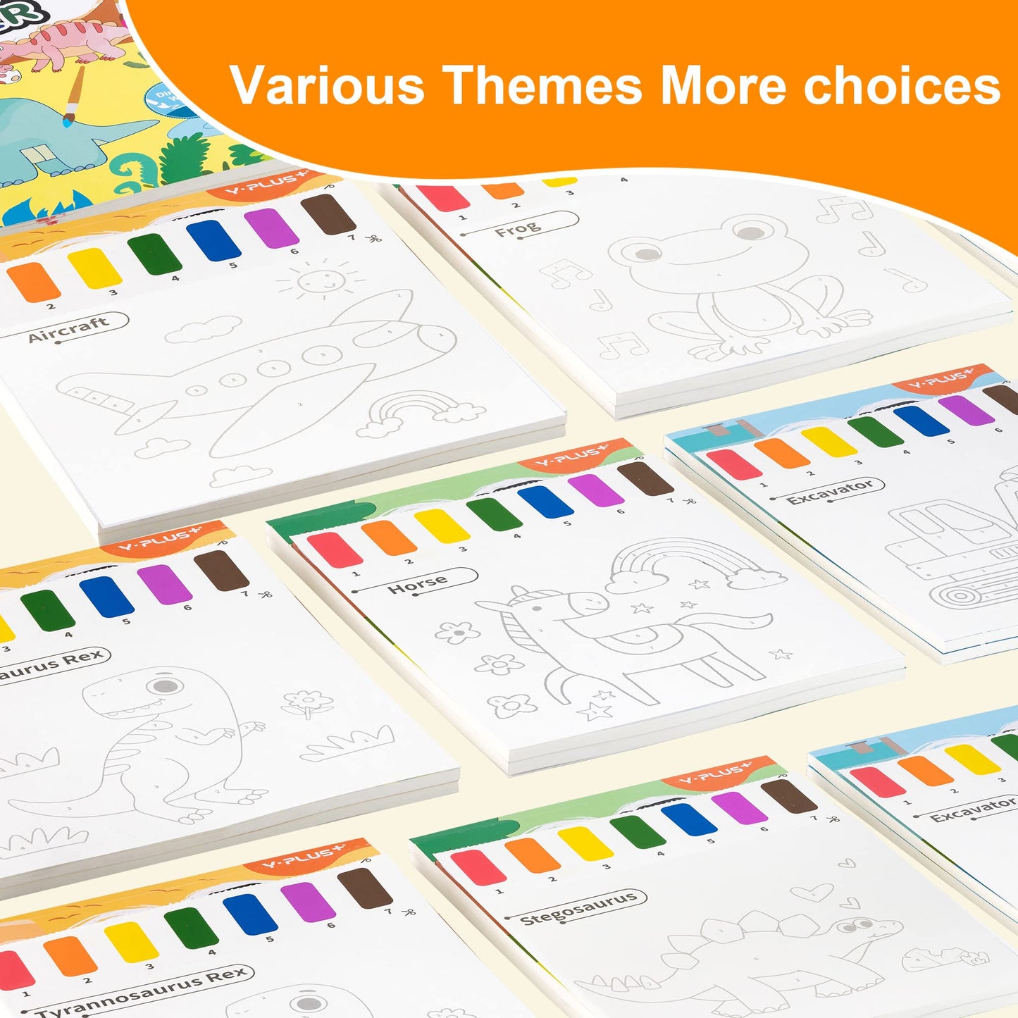 YPLUS Paint with Water Books for Toddler Activities, Watercolor Painting Paper for Kids Ages 3-8, Travel Toys Art Craft Gift for Drawing with Brush，7 Themes