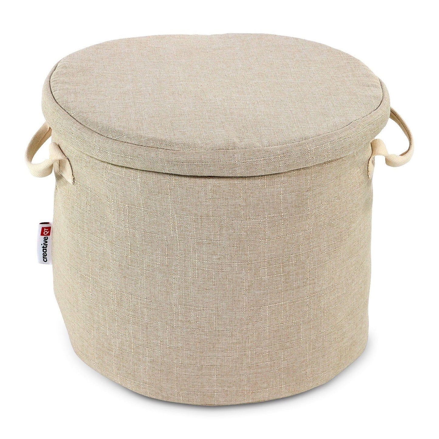 Creative QT - SlideAway Toy Storage Basket and Play Mat – Tidy with Ease, Organize Small Toys, Building Bricks, Action Figures – Large Drawstring Foldaway Play Surface - 12”x15” - Heather Beige