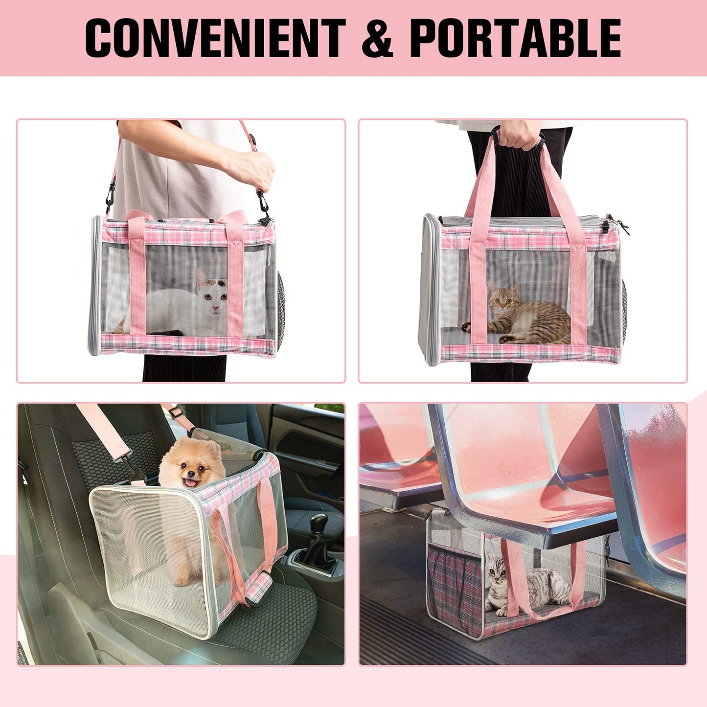 EXPAWLORER Large Cat Carrier for 2 Cats, Soft-Sided Pet Carrier for Cat,Top Load Cat Carriers for Medium Cats Under 25, Airline Approved Pet Travel Bag Fit 2 Kitties Small Dogs