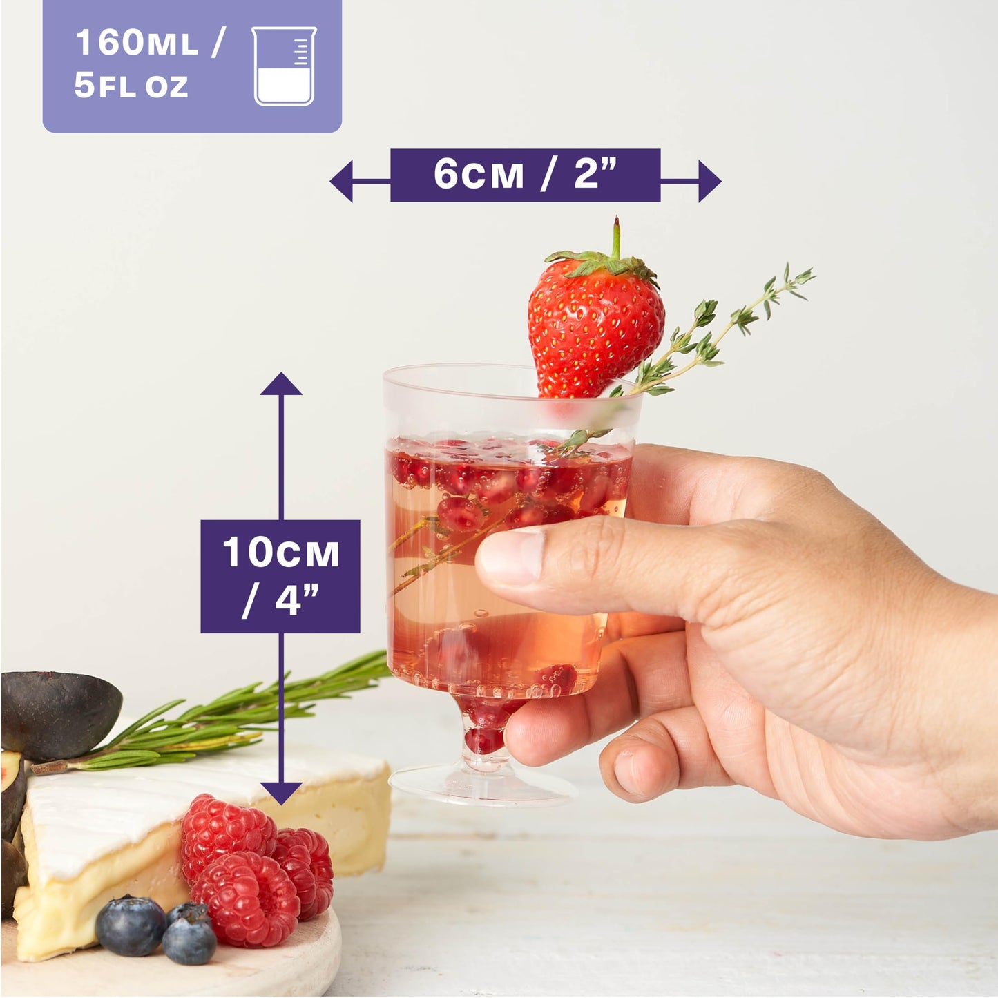 MATANA 50 Clear Hard Plastic Wine Glasses for Weddings, Birthdays & Parties, 6oz - Elegant, Sturdy & Reusable