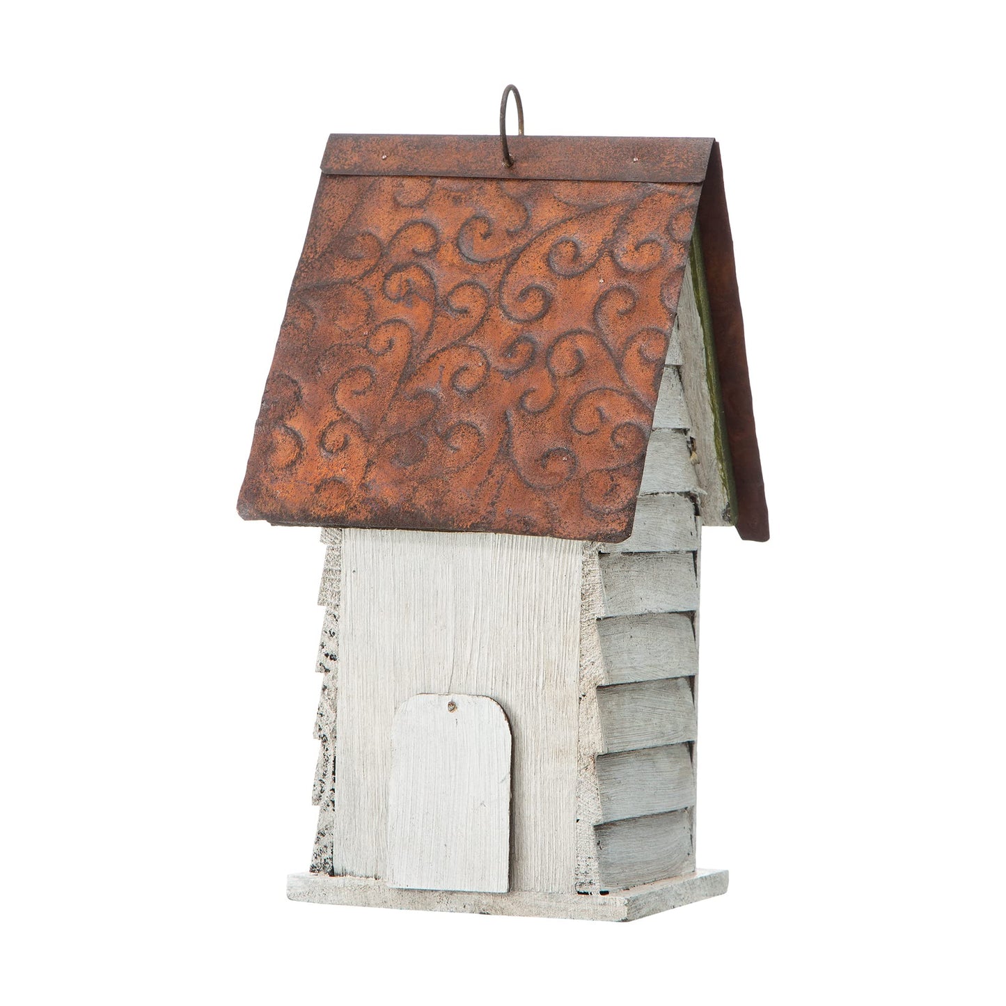 Glitzhome GH90086 Hanging Distressed Wooden Garden Cottage Birdhouse, White