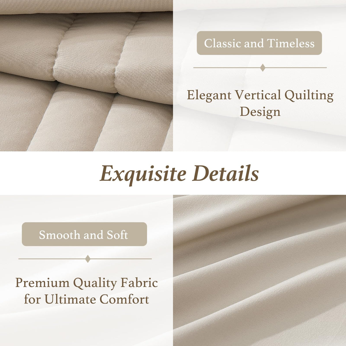 Monbix Queen Comforter Set - 7 Pieces Apricot Beige Bed in a Bag Queen Bedding Sets with Comforters, All Seasons Comforter Bed Set with Sheets, Pillowcases & Shams
