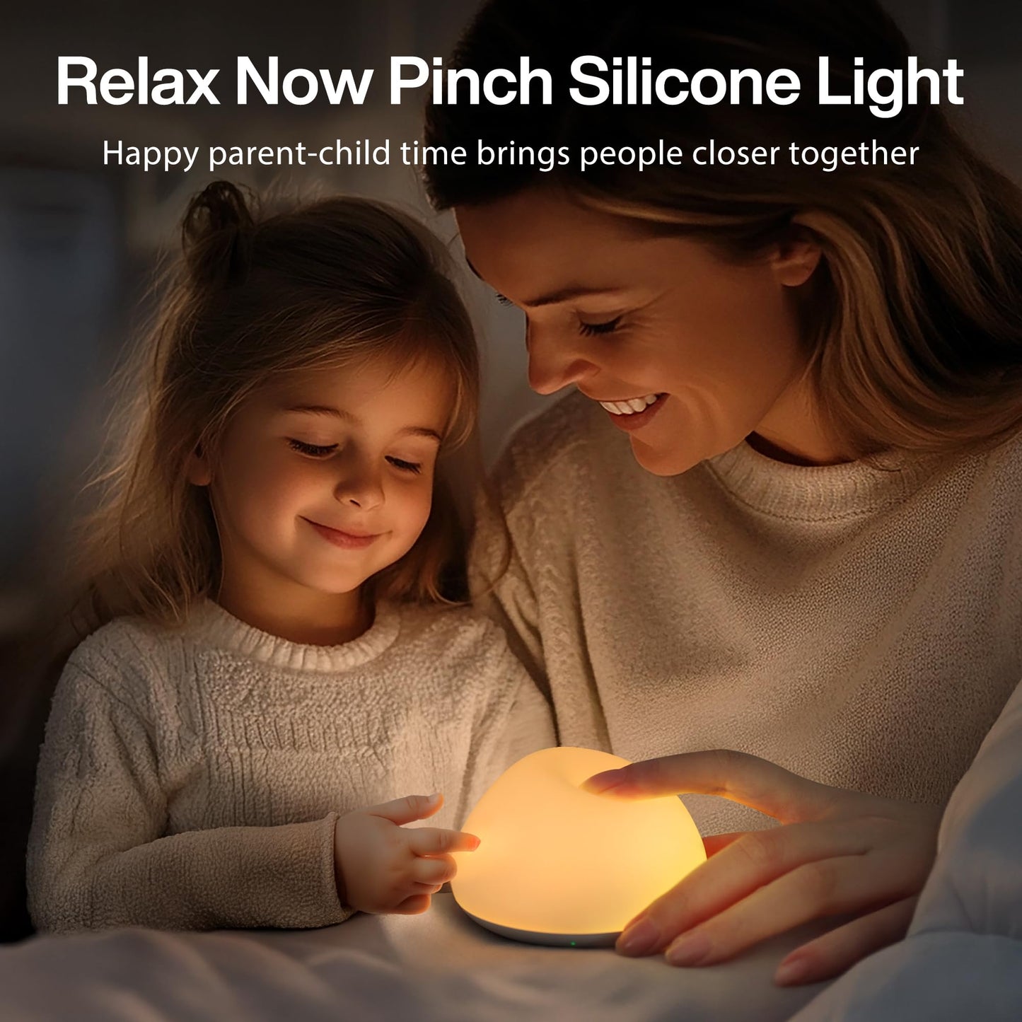 JolyWell Baby Night Light for Nursery, BPA-Free Silicone Tap Control Lamp with 4-Level Warm Light, 8 Colours, 1-Hour Timer, Rechargeable Portable Night Light for Babies and Toddlers