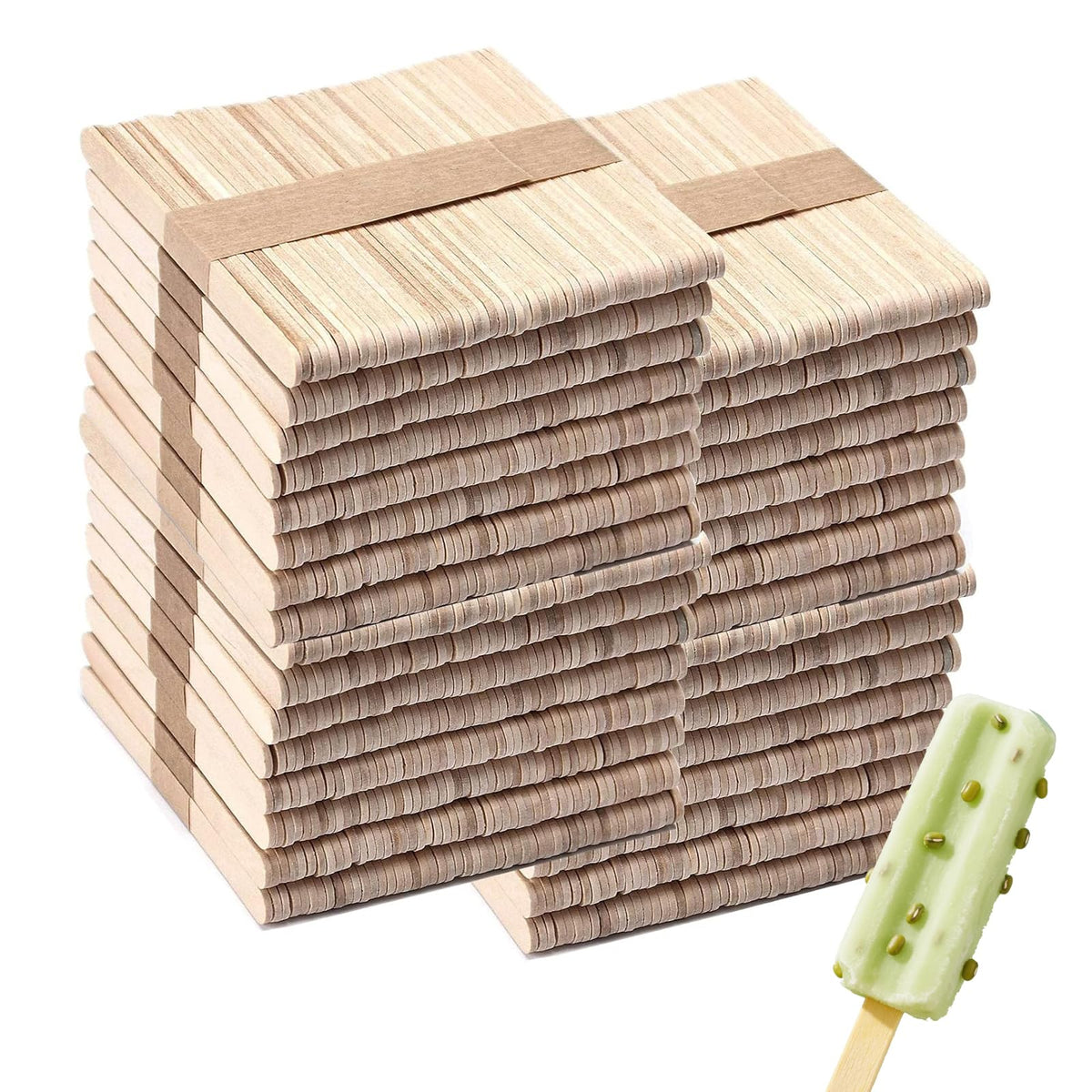 ZOENHOU 2000 PCS 4.5 Inch Natural Wooden Sticks, Food Grade Multi-Purpose Popsicle Sticks for Homemade DIY Crafting Supplies Kit, Lollipop Wood Craft