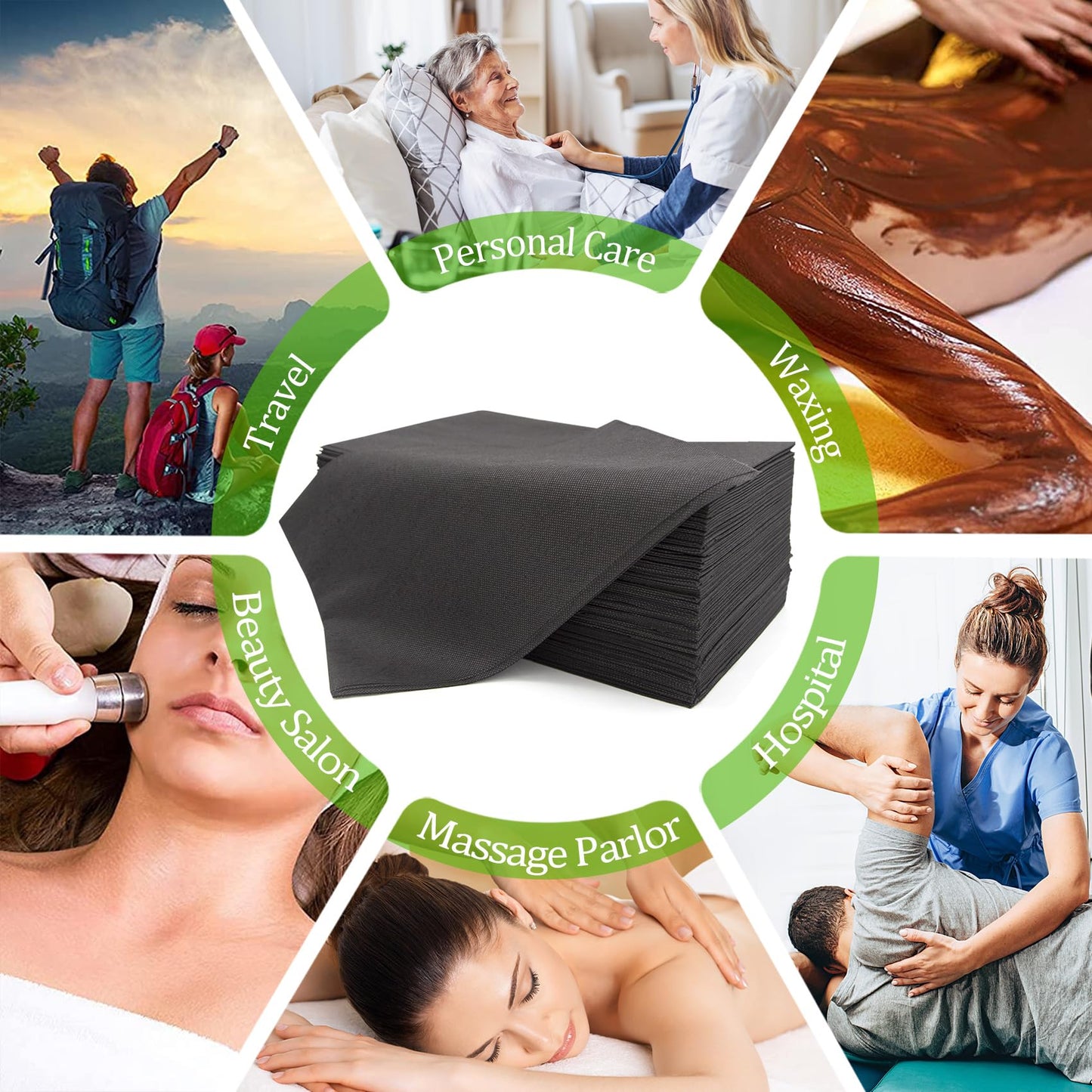 100PCS Large Disposable Massage Table Sheets, 31" X 79" Black Breathable Disposable Bed Sheets for Massage Beauty Salon, SPA Bed Sheets Lash Wax Tattoo Bed Covers, Soft Non Woven Fabric