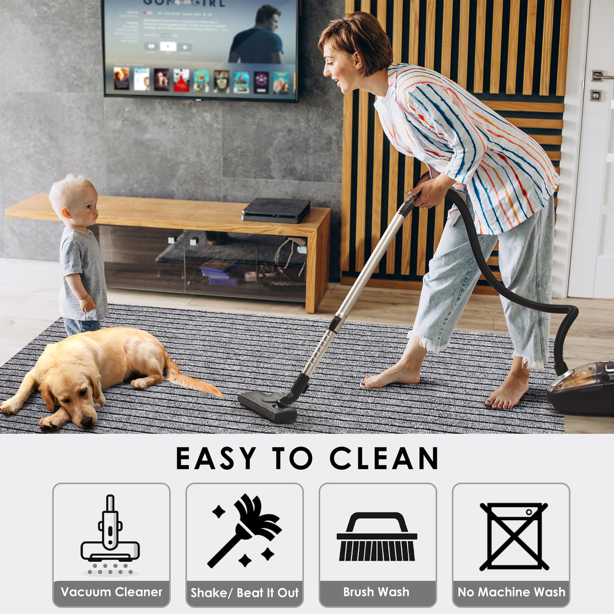 koloko 2ft x 8ft Runner Rug Non-Slip Outdoor Indoor Carpet Runner Custom Size Floor Runners Area Rugs Mat with Rubber Backing for Hallway Entryway Balcony Patio Kitchen Garage Stair Laundry