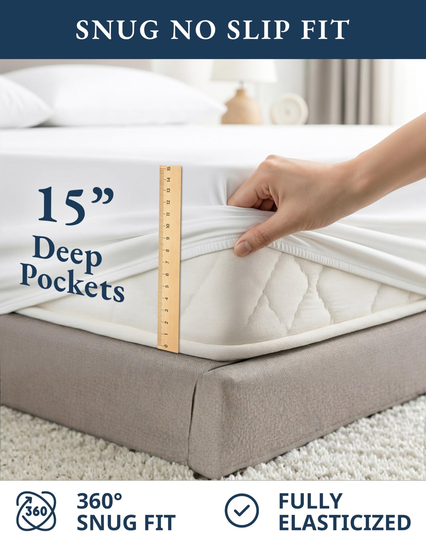 Lane Linen 100% Organic Cotton Queen Sheet Set, 4-Piece Percale Bed Sheets for Queen Bed - Soft, Breathable, Hypoallergenic, Deep Pocket Fits Mattress Up to 15" Deep, Hotel Quality Sheets - White