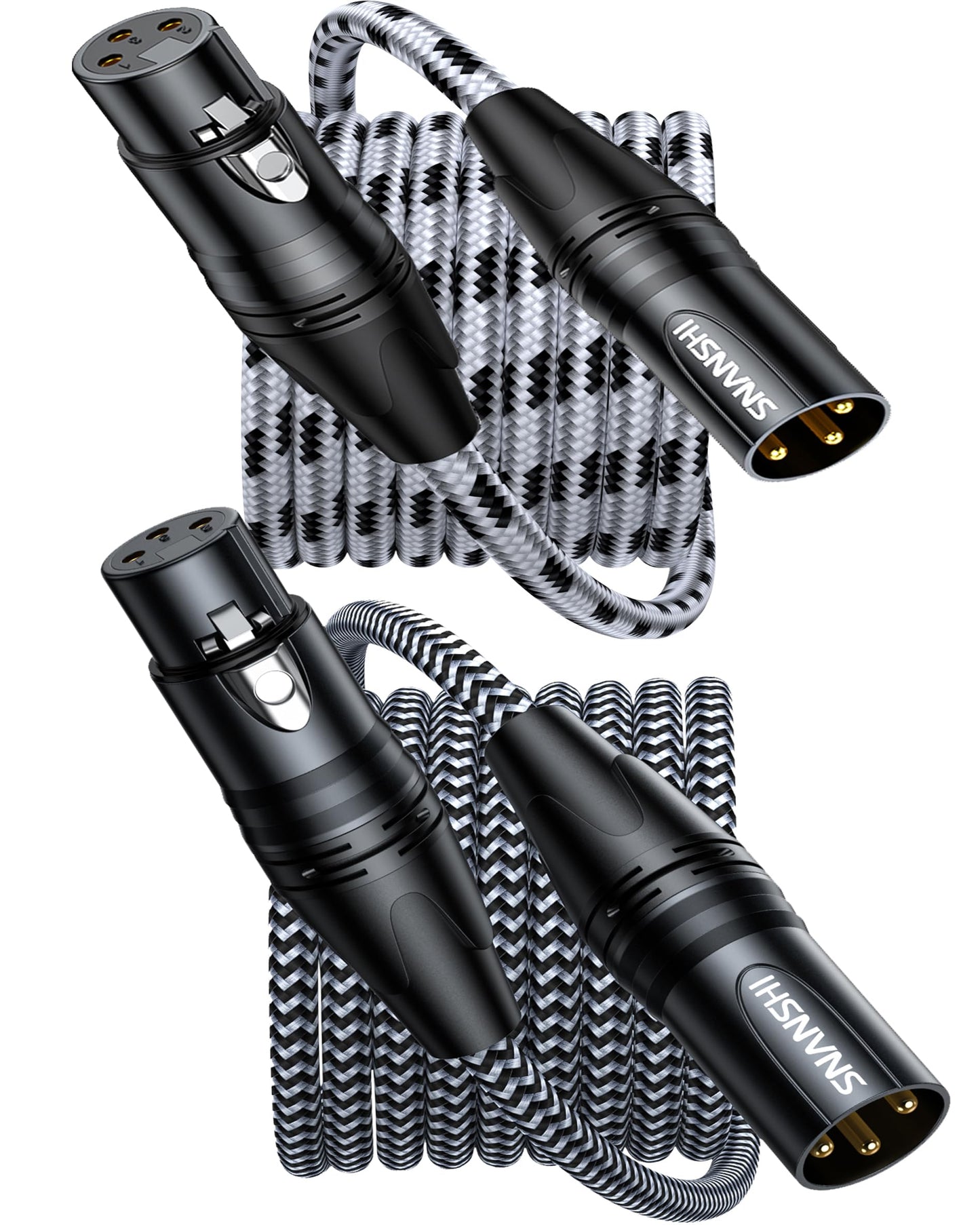 SNANSHI 2Pack XLR Cables 50ft - Balanced XLR Microphone Cable with Oxygen-Free Copper, Dual Shielding, Gold-Plated Connectors, and Nylon Braided Jacket for Mics, Mixers, and Audio Interfaces