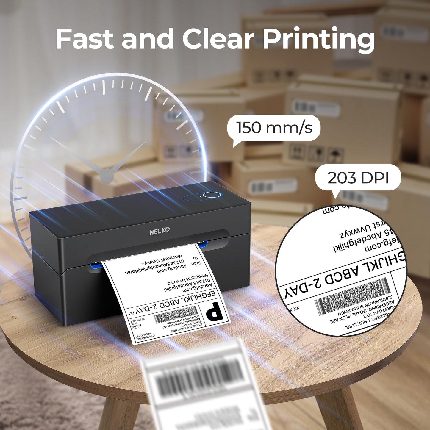Bluetooth Shipping Label Printer, NELKO Wireless 4x6 Thermal Shipping Label Printer for Small Business, Support iPhone, Android, Windows, MAC and Chrome OS, Widely Used for Canada Post, Amazon, Etsy
