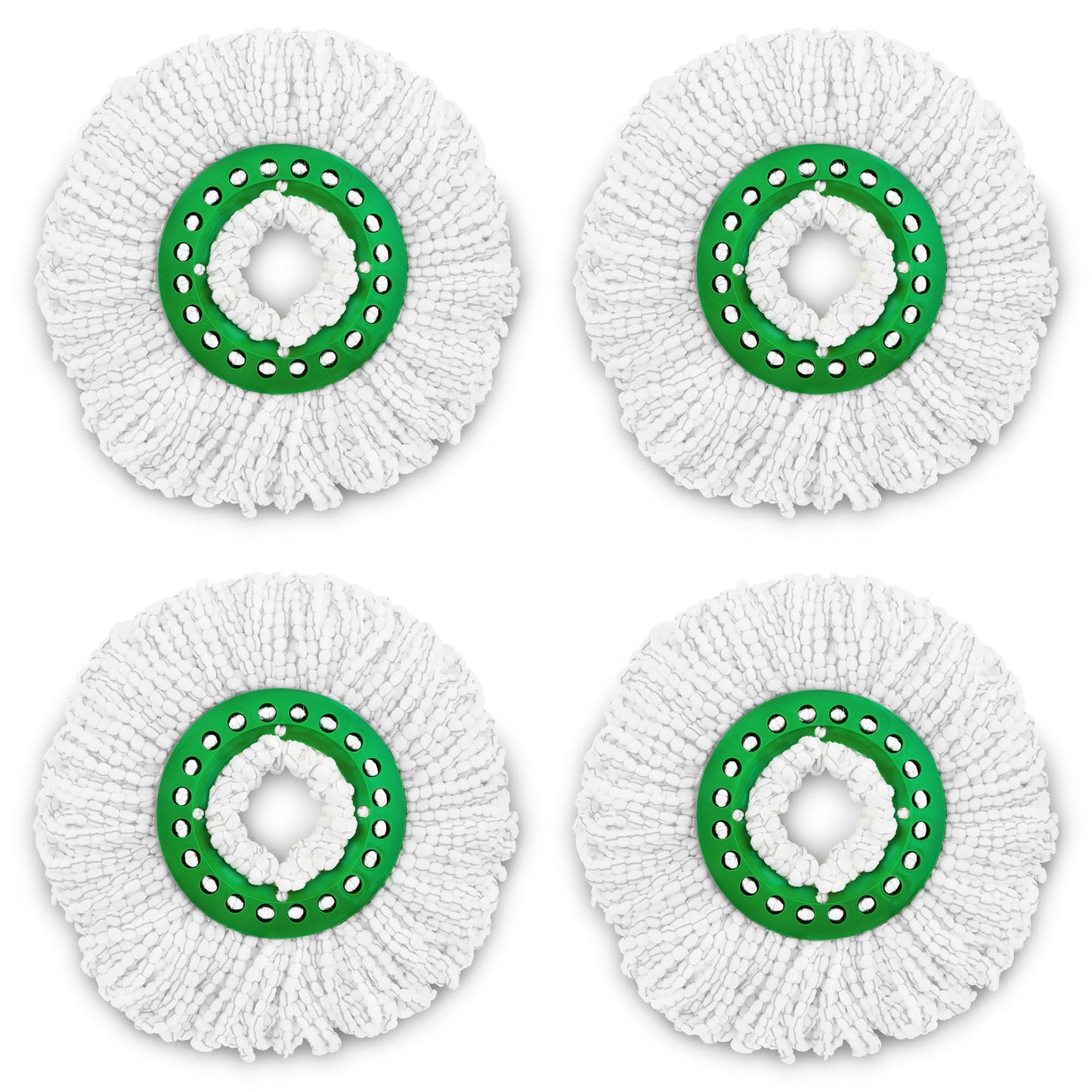Libman Tornado Spin Mop Refills-Case of 4-Microfiber Head, Easy to Replace, Machine Washable, Green & White, (Pack of 4)