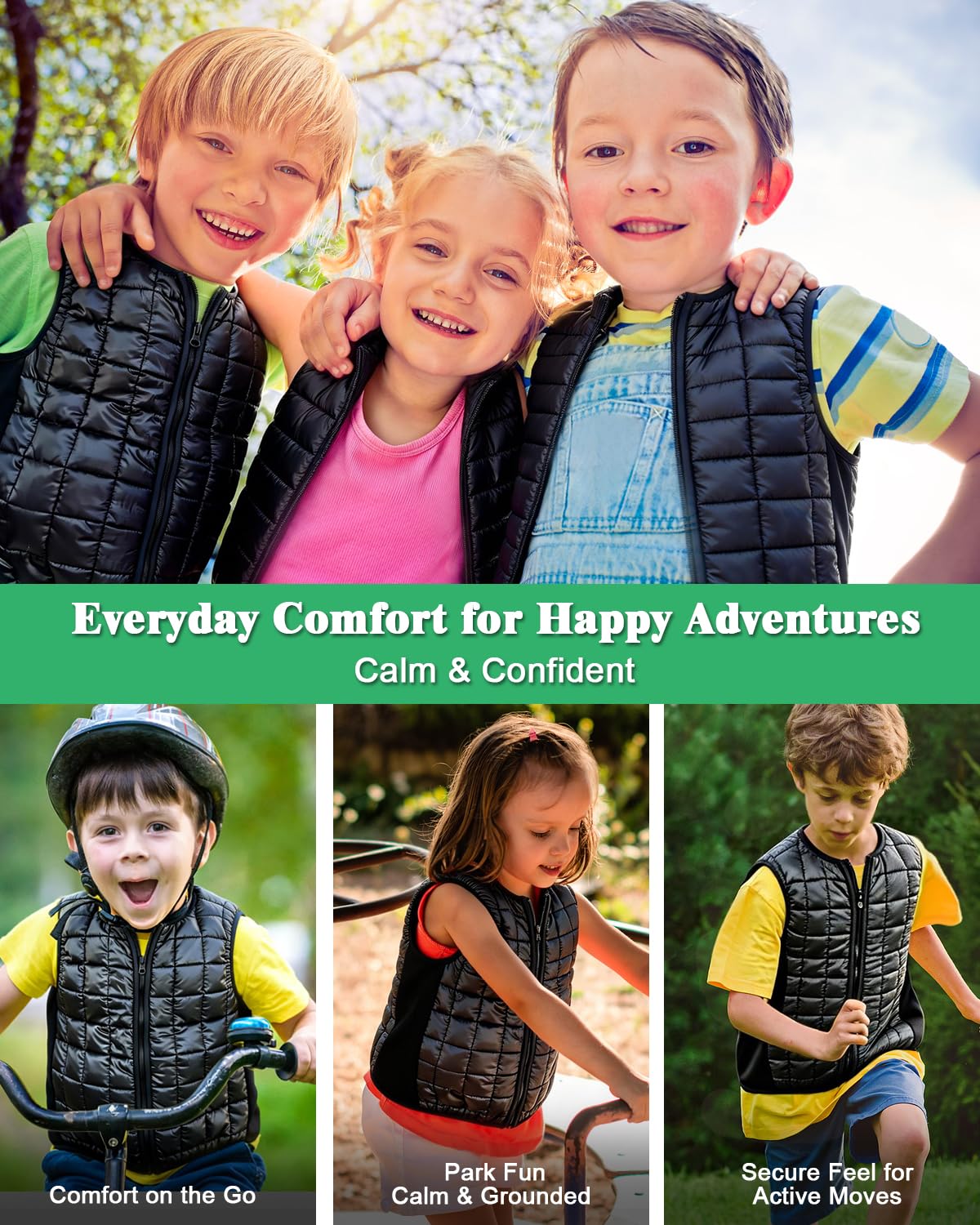 Weight-ed Vest for Kids, Calming Support for Home, School & Play, Compression Vest for Boys Girls, Breathable, Washable, Comfort Fit(Small)