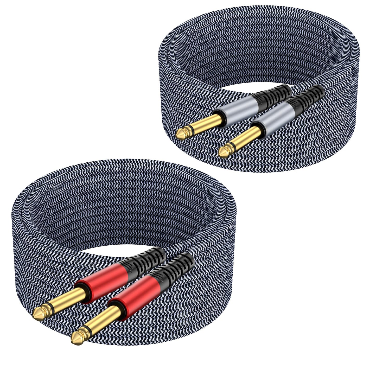 GOSYSONG 1/4 Guitar Instrument Cable 50ft 2-Pack, Instrument Cable Compatible with Electric Guitar,Bass,Drums,Pedal,Amplifier,Preamp,Mixer,Tuner,Speaker,Acoustic,Straight to Straight 1/4 inch Cable