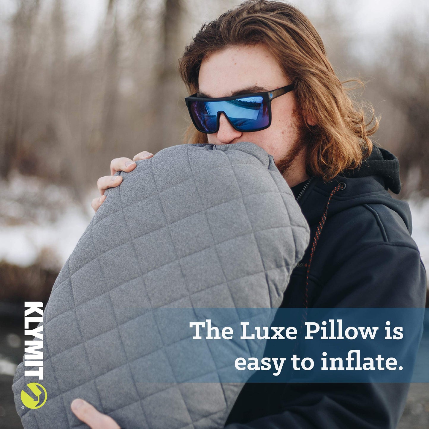 Klymit Luxe Pillow with Soft Luxurious Cover, Grey, X-Large