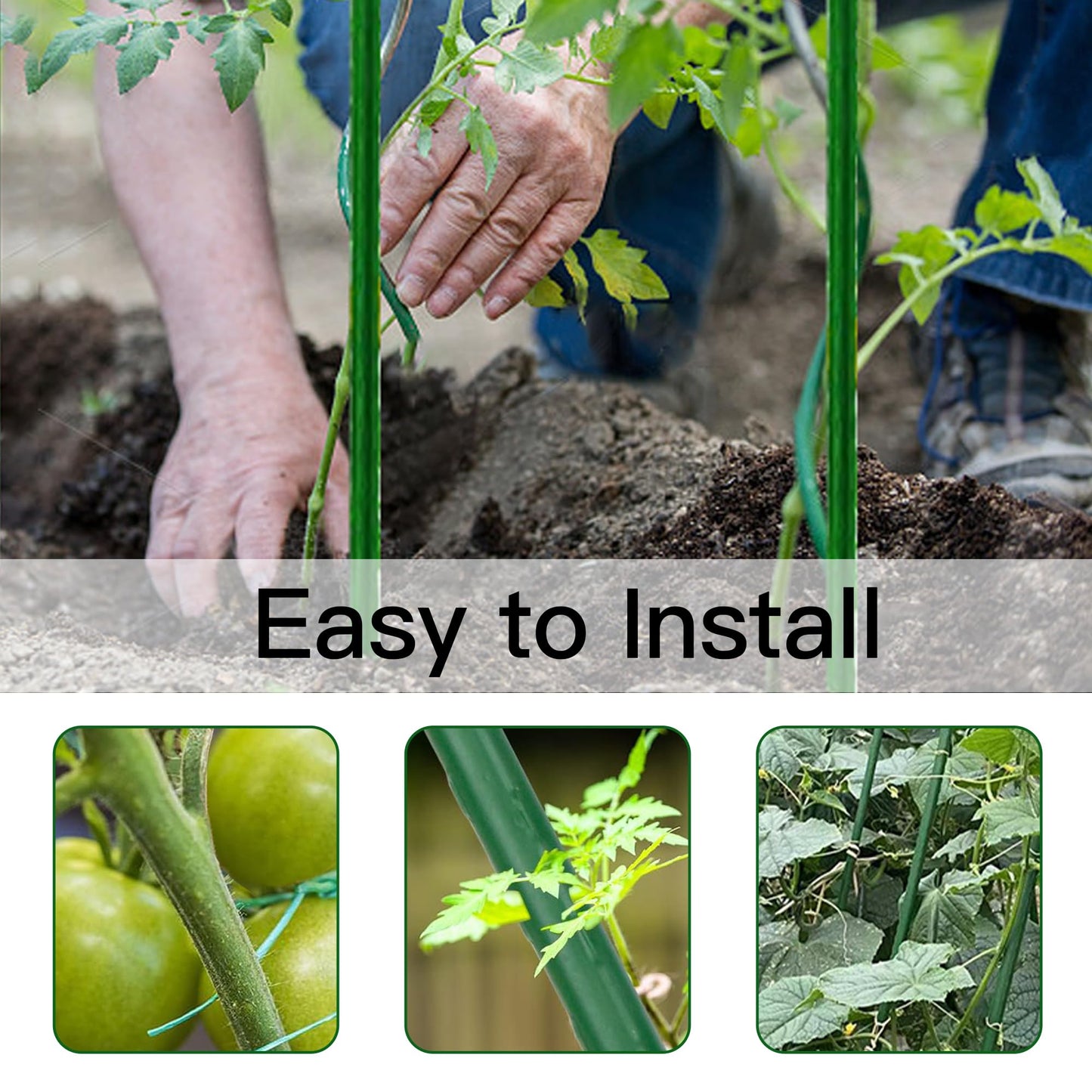 30pcs Garden Stakes 3FT, Steel Plant Stakes 4 Feet for Gardening and Farm, 48 Inch Plastic Coated Plant Support for Tomatoe, Cucumber, Bean, Flower, Tree Potted and Climbing Plants, 30 Pack of 3 Feet