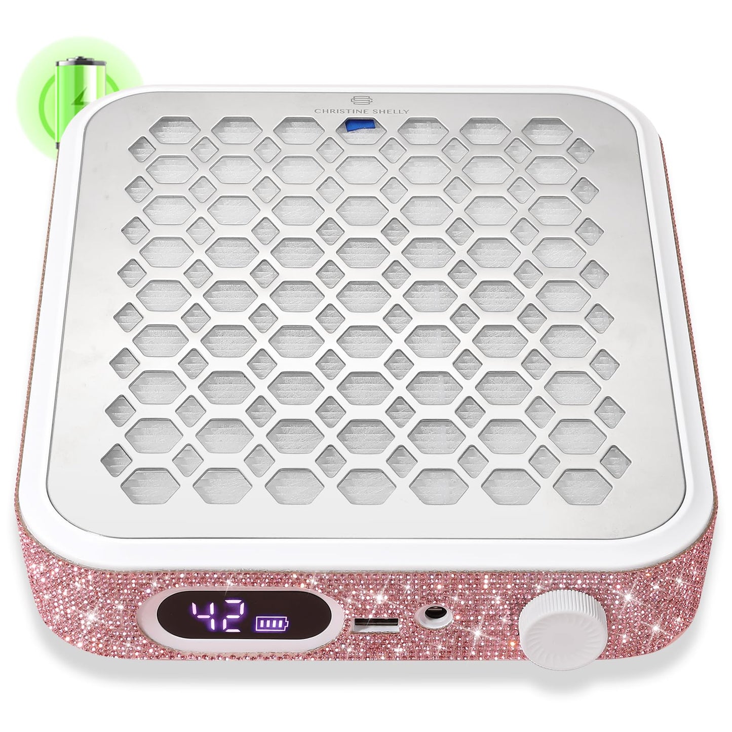 CHRISTINE SHELLY Nail Dust Collector, Rechargeable Dust Collector Nail Tech, Powerful Vacuum Fan Vent Dust Collector Extractor Dust Suction Machine for Acrylic Nails Polishing, Nail Salon&Home, Pink