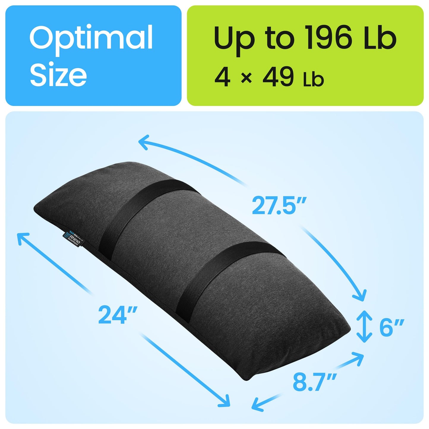 Rhino BaseMate Umbrella Base Weights 4-Pack – Fillable Sand Bags for Umbrella Base & Patio Stand | Durable Weatherproof Sandbag Weights for Outdoor Umbrellas, Arched Design, Holds Up to 49 lbs Each