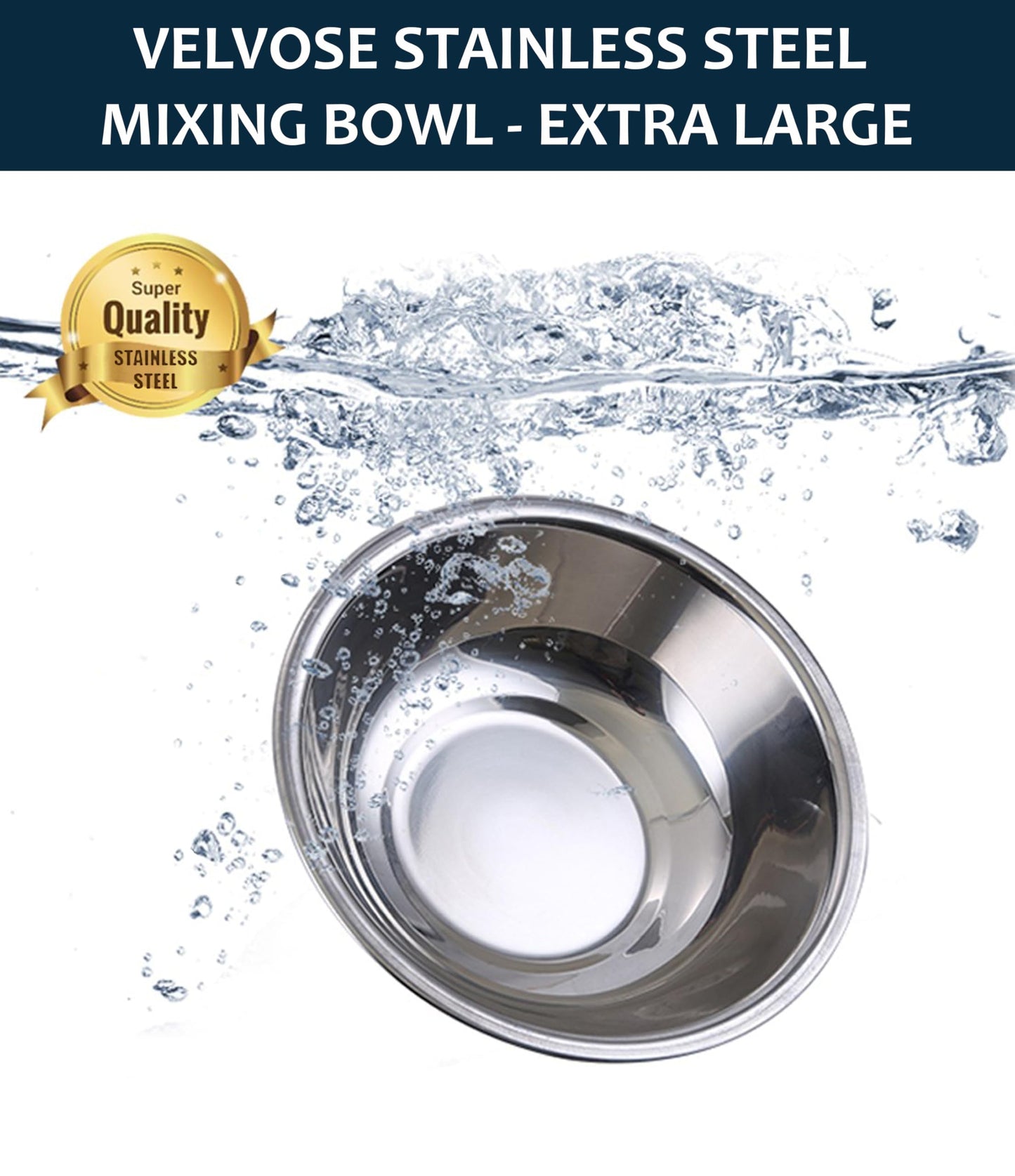 VELVOSE Stainless Steel Mixing Bowl Extra Large, 17-Quart, 18.5 inch (Diameter), 5.3 inch (Height) Mixing Bowl 18.5" (1)