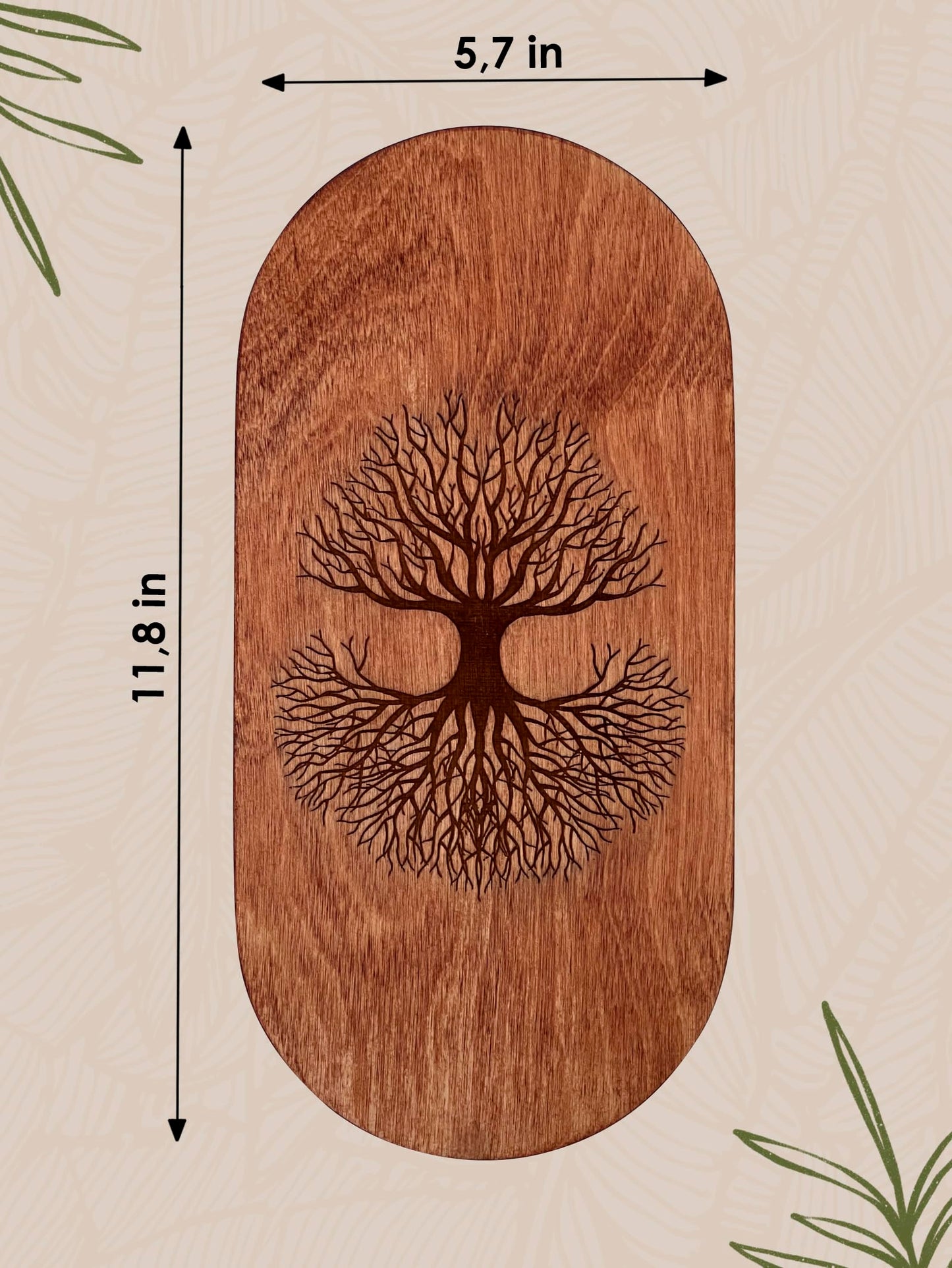 Wooden Yoga Board for Acupressure and Meditation with Nails for Deep Tissue Massage, Sadhu Board for Yoga Practice, Acupuncture Massage (oval tree 0.31 in)