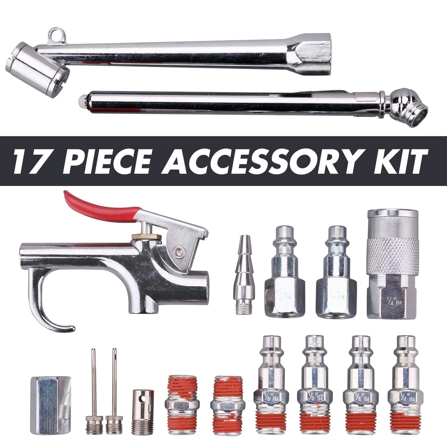 WYNNsky 3/8" X 25ft PVC Air Compressor Hose Kit with 17 Piece Air Tool and Air Compressor Accessories Kit