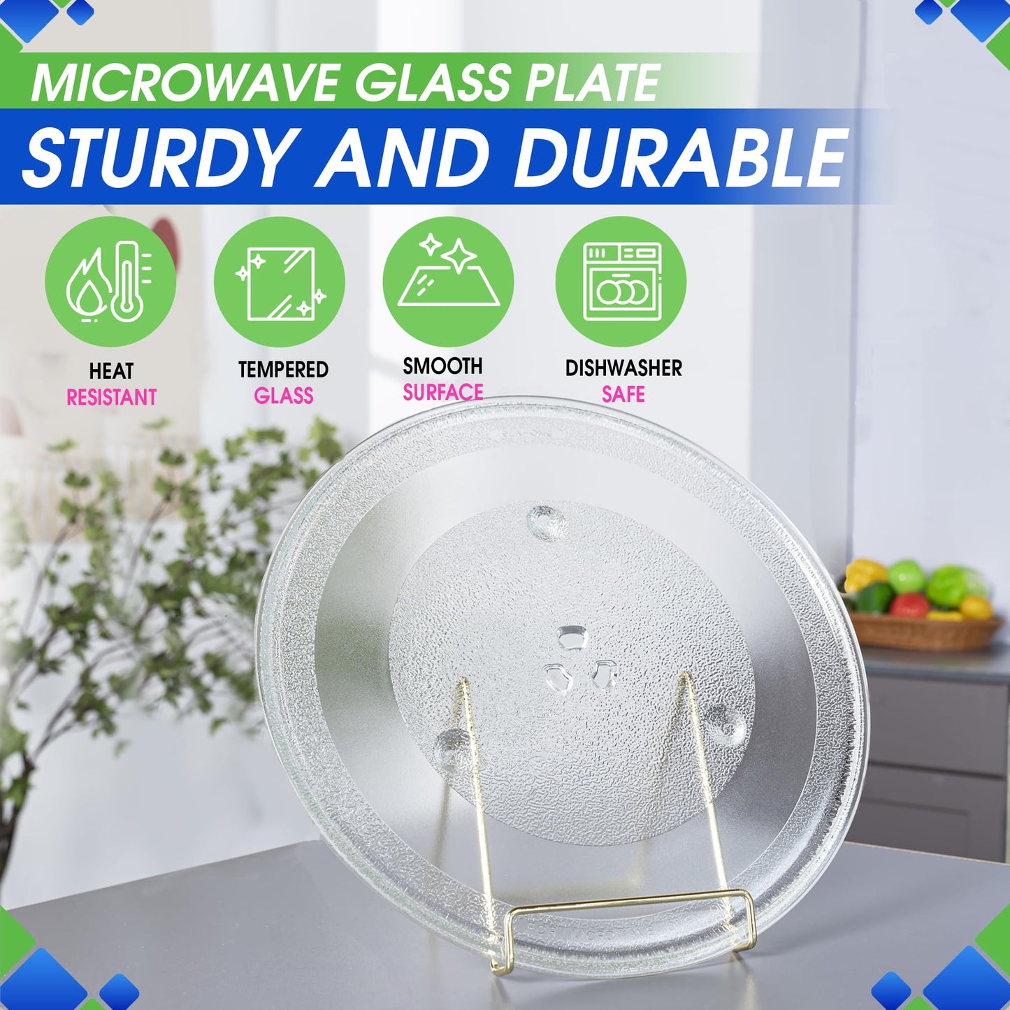 Microwave Plate Replacement 13.5” for F06015Q00AP Compatible with Panasonic Microwave Glass Plate - Oven Spinning Rotating Glass Turntable Dish Tray For Better Reheating and Cooking