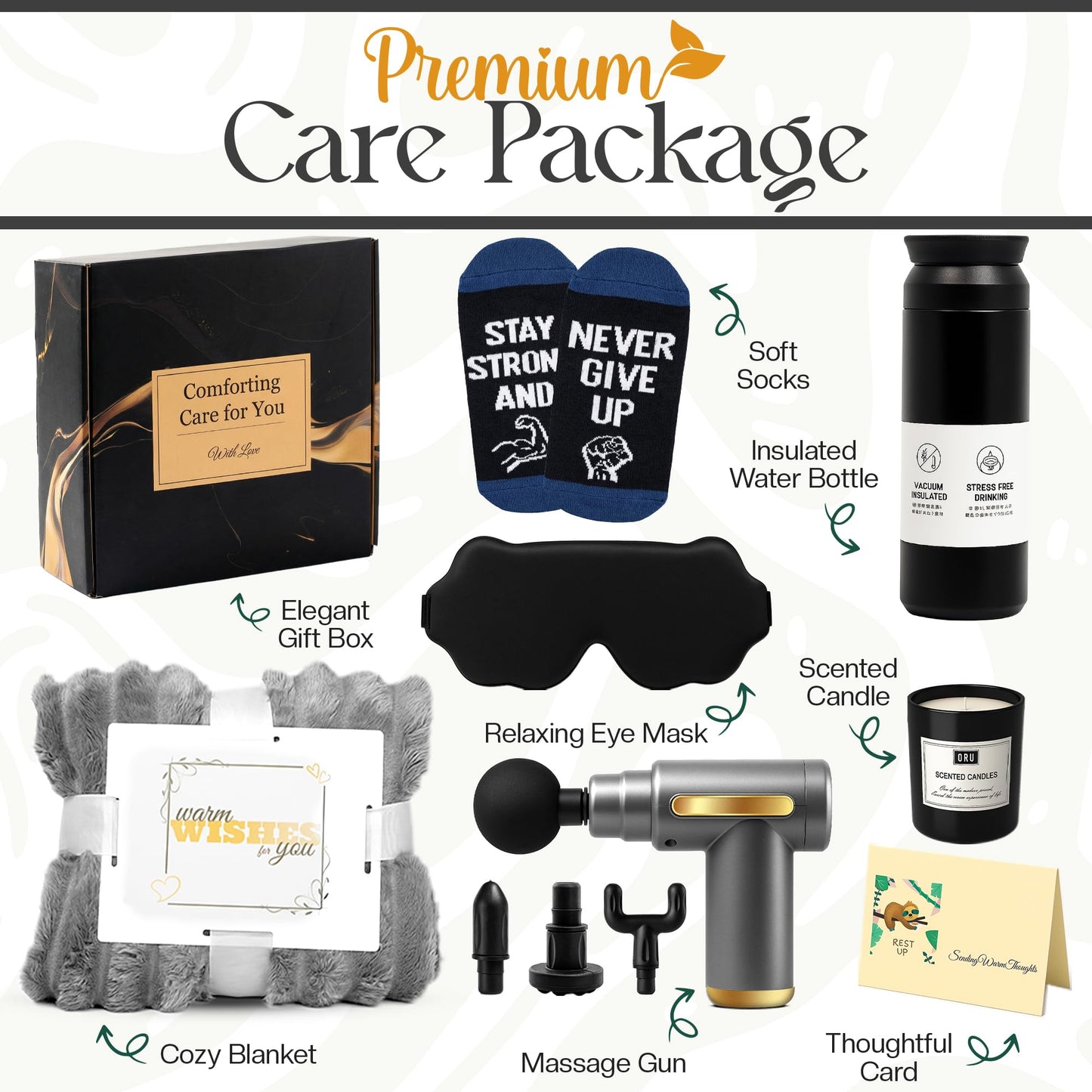 Get Well Soon Gifts for Men, Get Well Soon Gift Basket Men, Care Package for Man with Massage Gun, After Surgery, Cancer Gifts, Sympathy Gift Basket, Feel Better, Sick Friend, Recovery, Dad, Husband