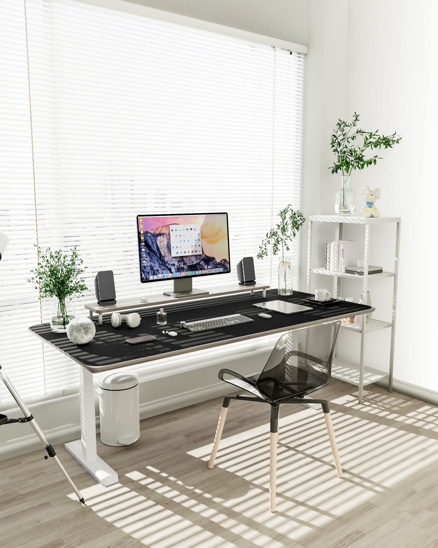 YSAGi Non-Slip Desk Pad,Mouse Pad,Waterproof PVC Leather Desk Table Protector,Ultra Thin Large Desk Blotter, Easy Clean Laptop Desk Writing Mat for Office Work(Black, 47.2" x 23.6")