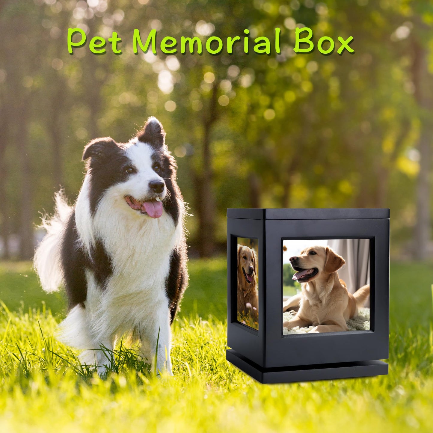 DiDiBirDi Personalized Dog Urn for Ashes, Black Wooden Memorial Keepsake for Cat, Large Funeral Cremation Pet Owner Souvenir with Claw Print and Velvet Storage Bag(75lbs)