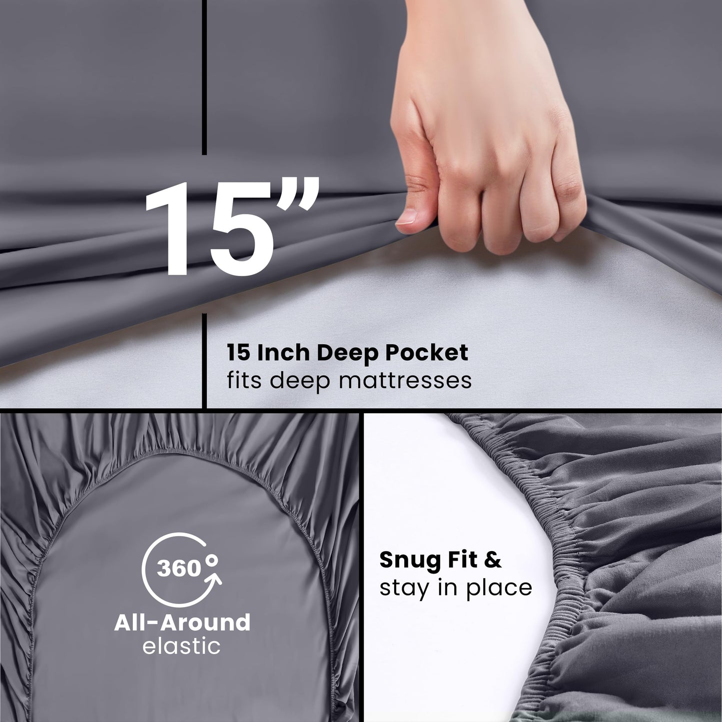 Utopia Bedding King Fitted Sheets - Bulk Pack of 2 Bottom Sheets - Soft Brushed Microfiber - Deep Pockets - Shrinkage & Fade Resistant - Easy Care (King, Grey)