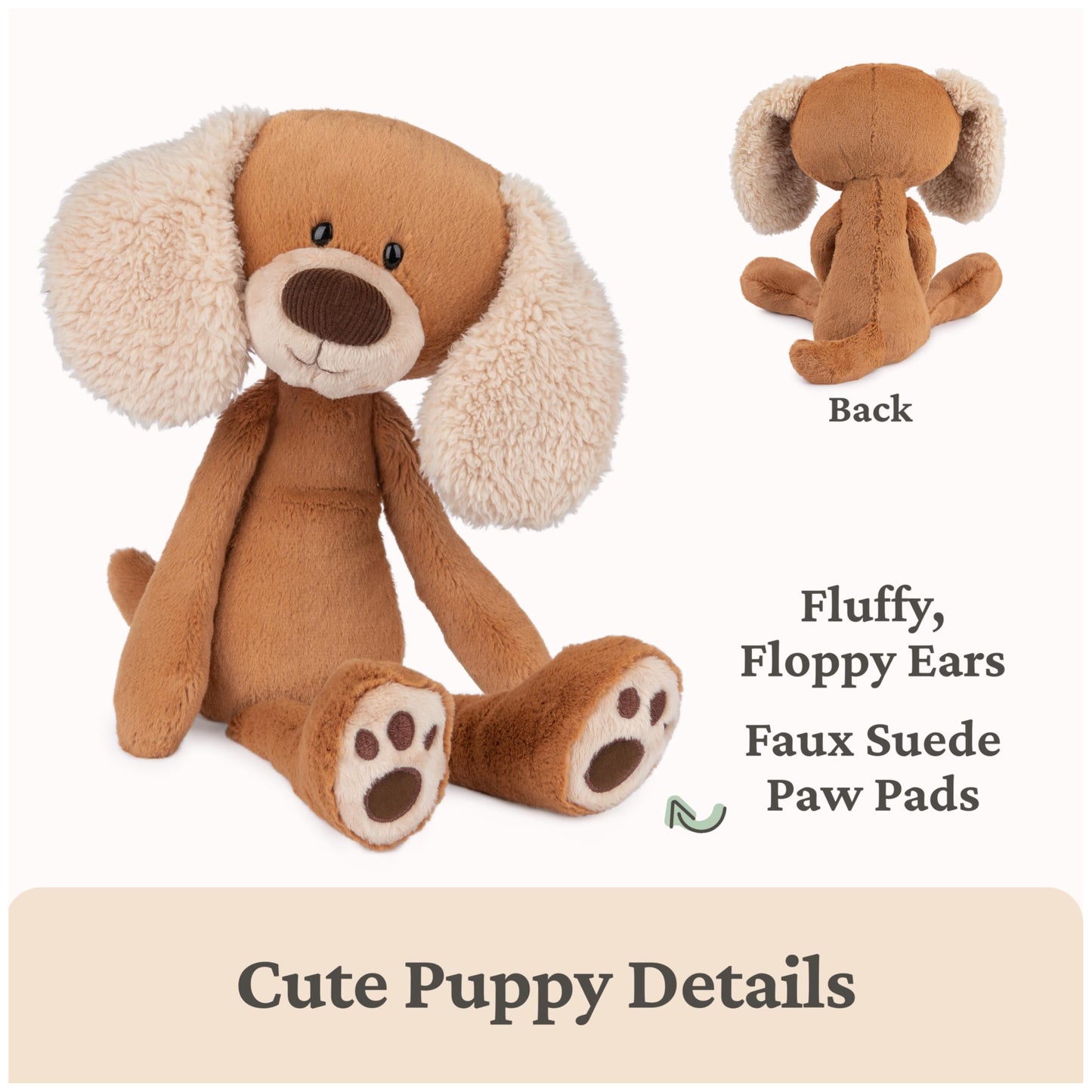 GUND Take-Along Friends, MASI Puppy Dog Plush Stuffed Animal for Ages 1 and Up, Brown/Cream, 15"