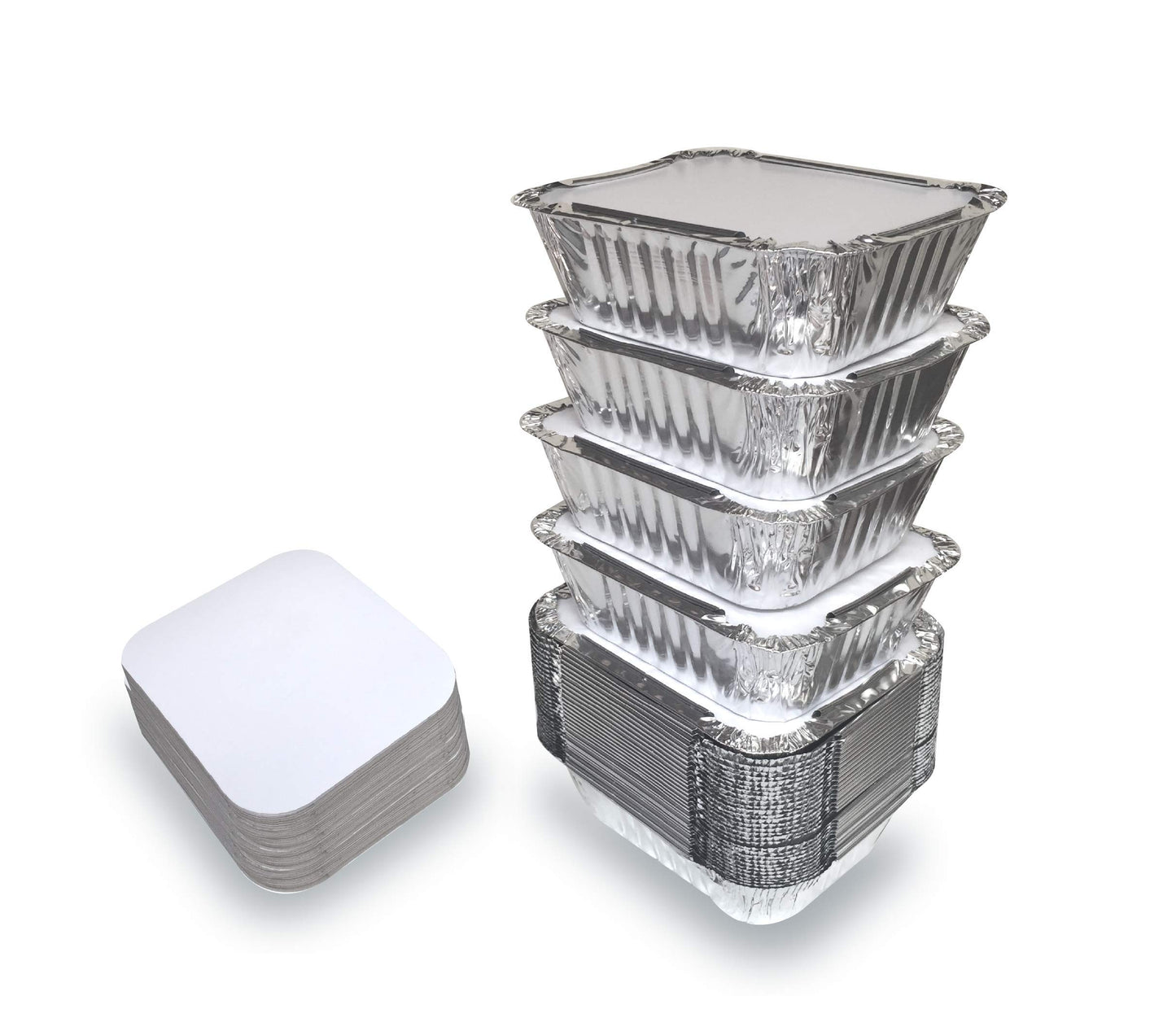 Spare Essentials 110 Pack - 1LB Small Foil Pans with Lids - Aluminum To Go Food Containers with Lids - 1lb Mini Aluminum Pans - Freezer Safe Foil Take out Trays - Heat proof Meal Prep Containers