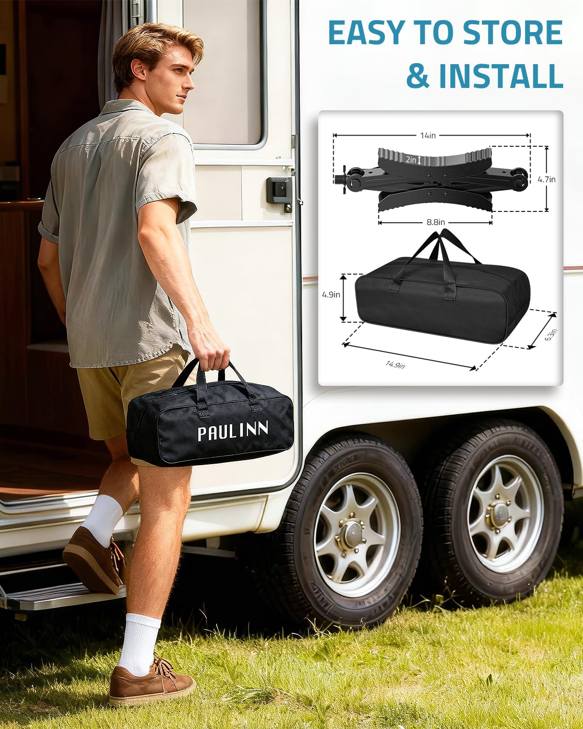 PAULINN Camper RV Wheel Chock Stabilizer 2 Sets for Travel Trailers Heavy Duty X Chocks Fits 3.5" to 12" Wheel Gaps