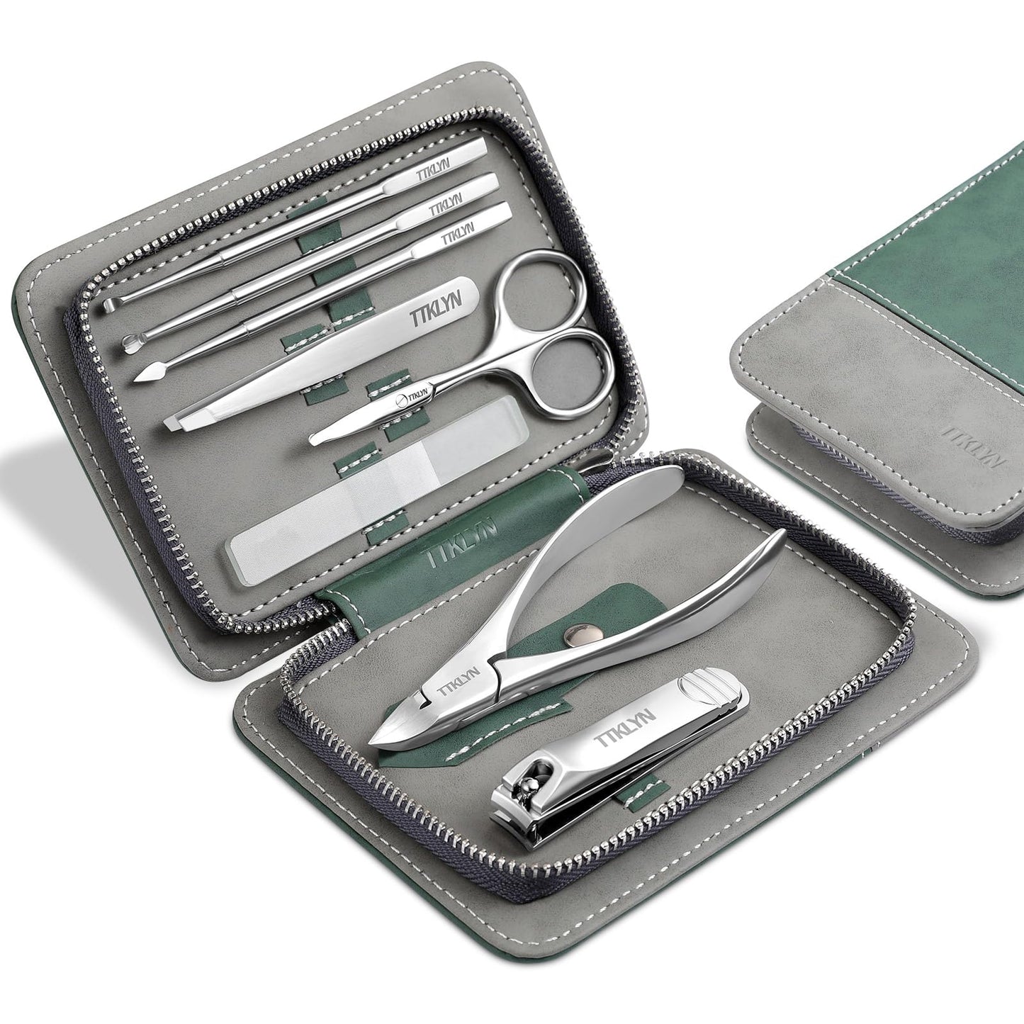 TTKLYN Nail Clipper Set, Professional Stainless Steel Pedicure Kit with PU Leather Case, Precision Manicure Kit Grooming Tools