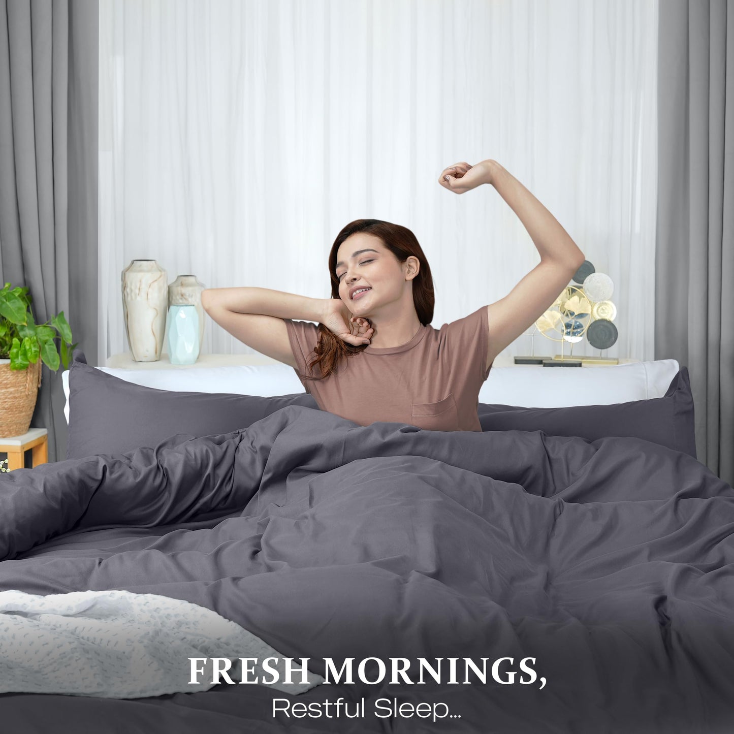 Utopia Bedding Duvet Cover King Size Set with Pillow Shams - Comforter Cover with Zipper Closure, 104X90 Inches & Pillow Shams 20X36 Inches (Grey) Comforter Not Included