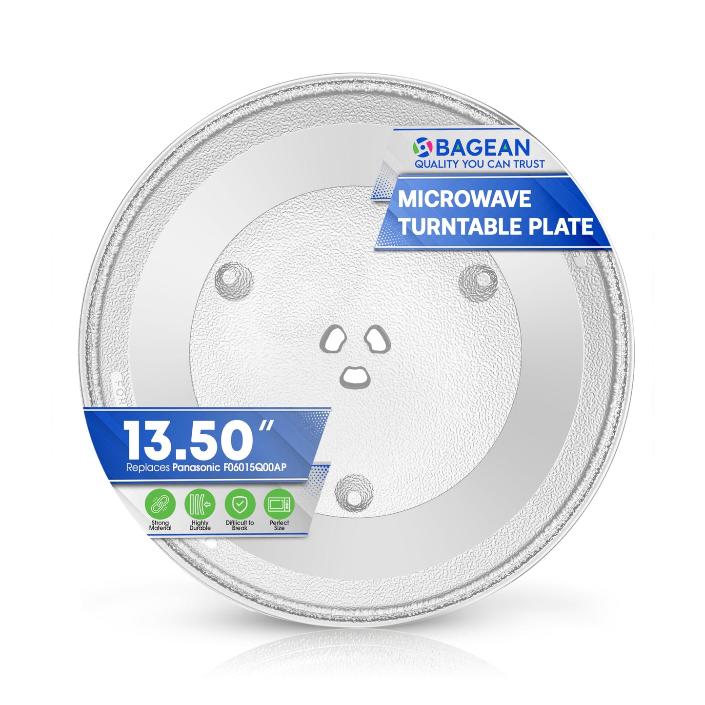 Microwave Plate Replacement 13.5” for F06015Q00AP Compatible with Panasonic Microwave Glass Plate - Oven Spinning Rotating Glass Turntable Dish Tray For Better Reheating and Cooking