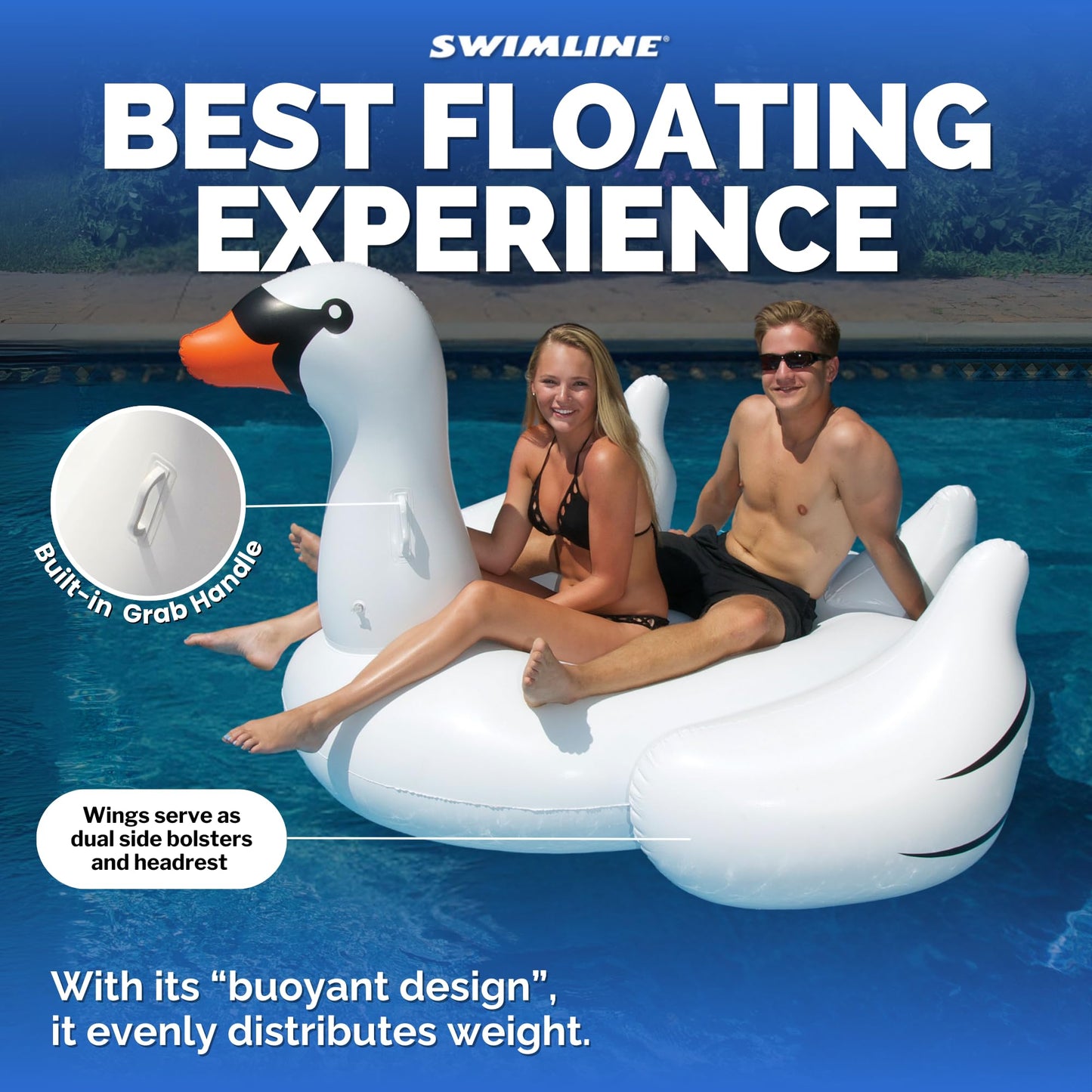 Swimline NT268 Giant Swan 75-Inch Inflatable Ride-On Pool Toy