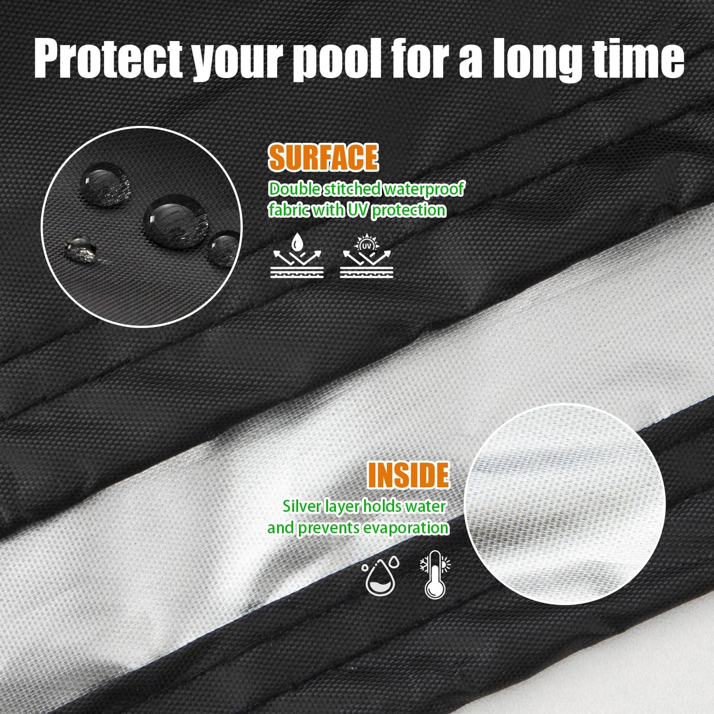12 Ft Round Pool Cover Solar Cover for Above Ground Pool with Pool Covers Accessories Swimming Round Solar Pool Covers for Above Ground Pools Heavy-Duty Waterproof Dustproof(Black)