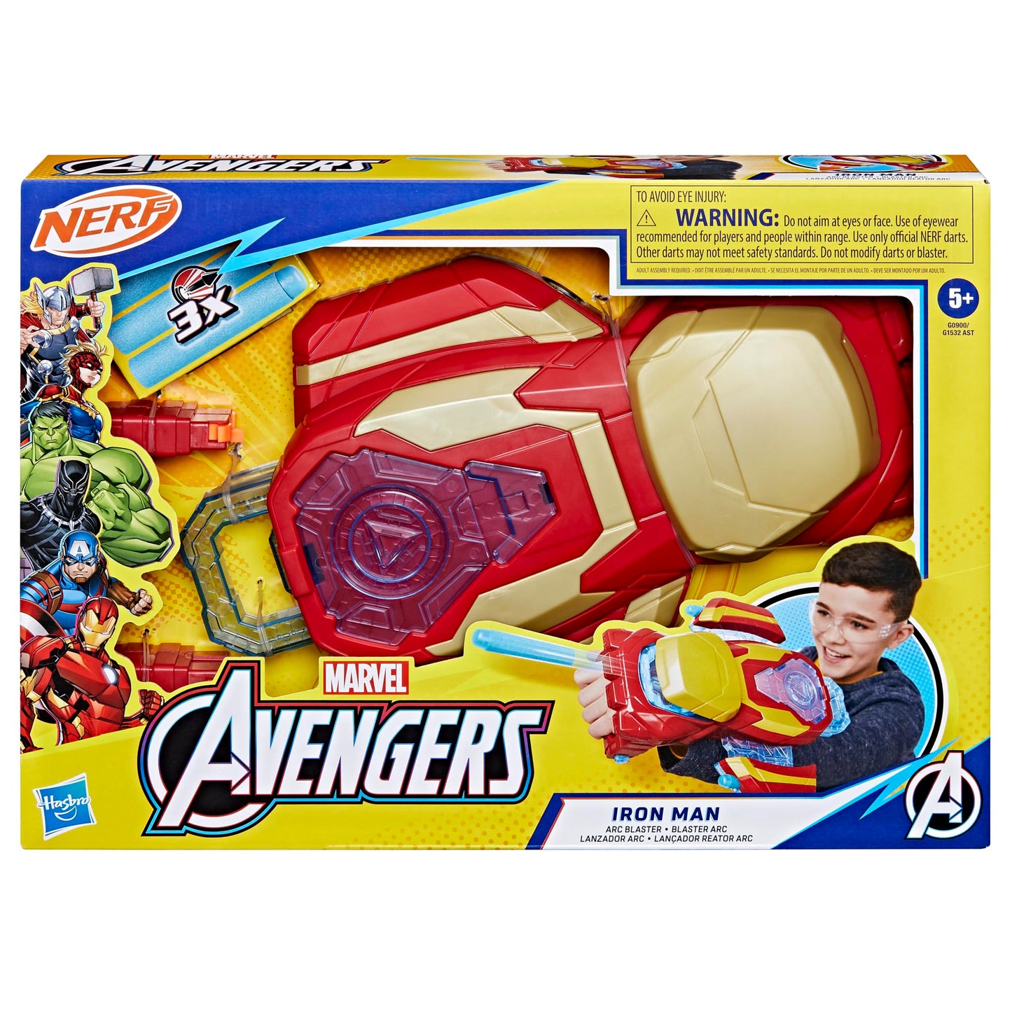 Marvel Avengers Iron Man Arc Blaster Roleplay Toy with 3 NERF Darts, Super Hero Toys for Kids Ages 5+