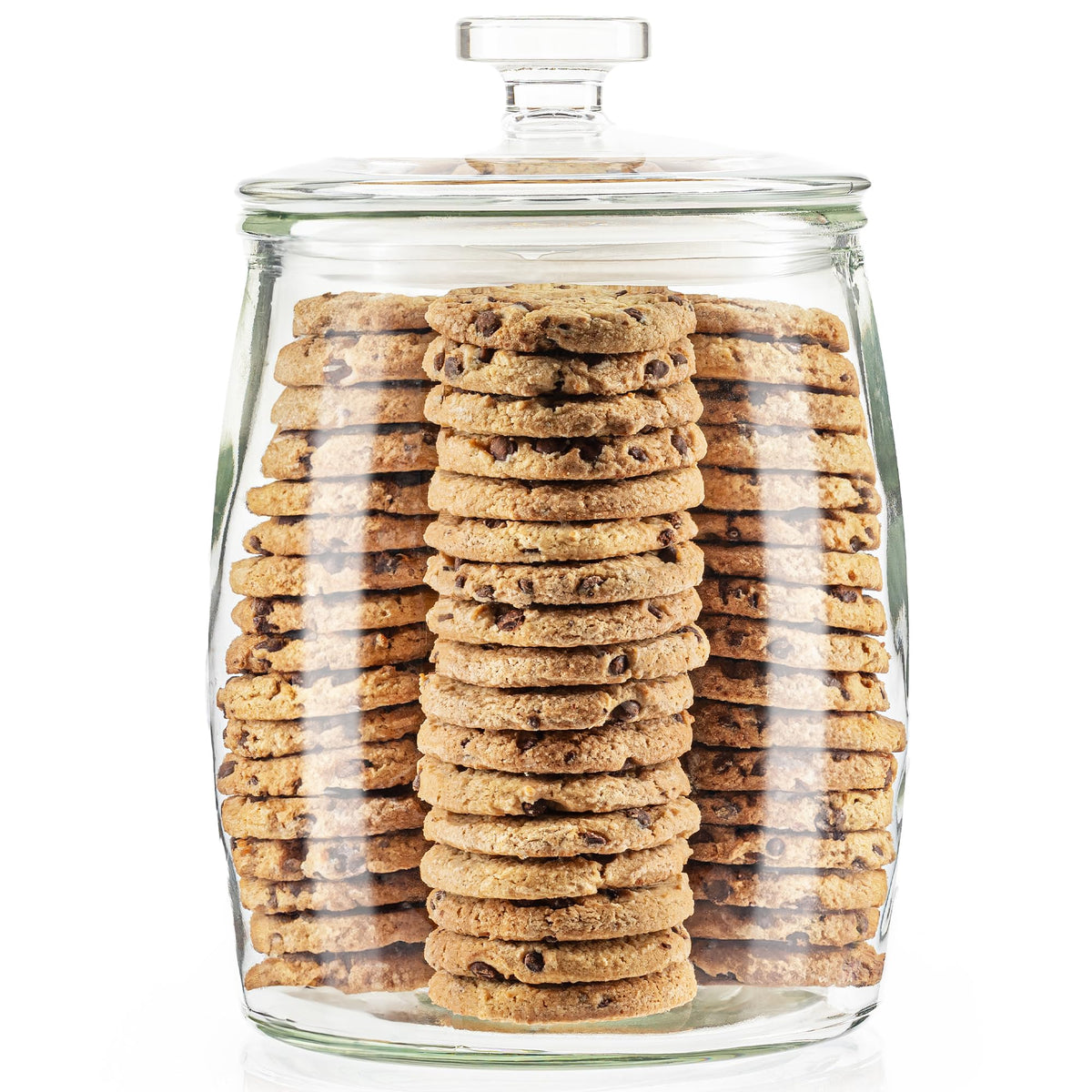 kitchentoolz 1 Gallon Glass Cookie Jar with Lid – Set of 2 Large Glass Jars with Lids for Cookies, Candy, Flour, Sugar, Pet Treats – Clear Glass Canisters for Food Storage - Pack of 2