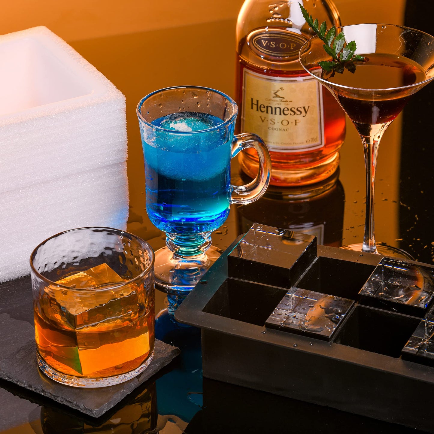 Clear Ice Cube Maker Tray - 2 Inch Clear Ice Cube Silicone Mold,10 Large Crystal Ice Cubes for Whiskey and Cocktail