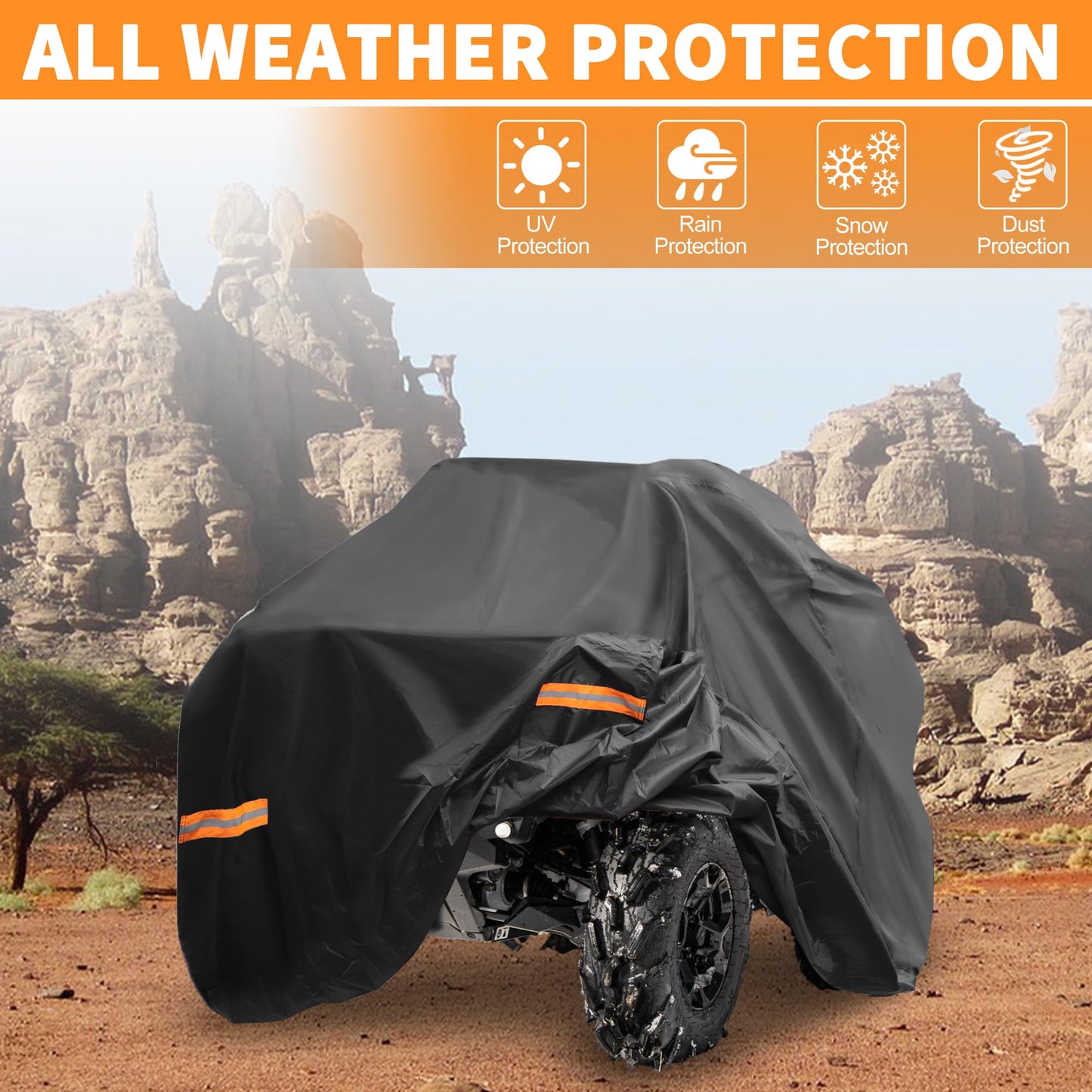 X AUTOHAUX ATV Cover for Polaris Sportsman 850 XP1000 Waterproof 4 Wheelers Quad Cover for Can-am Outlander Renegade XMR 650 850 1000R 210D-PU Black 88.19" Lx50.00 Wx51.57 H