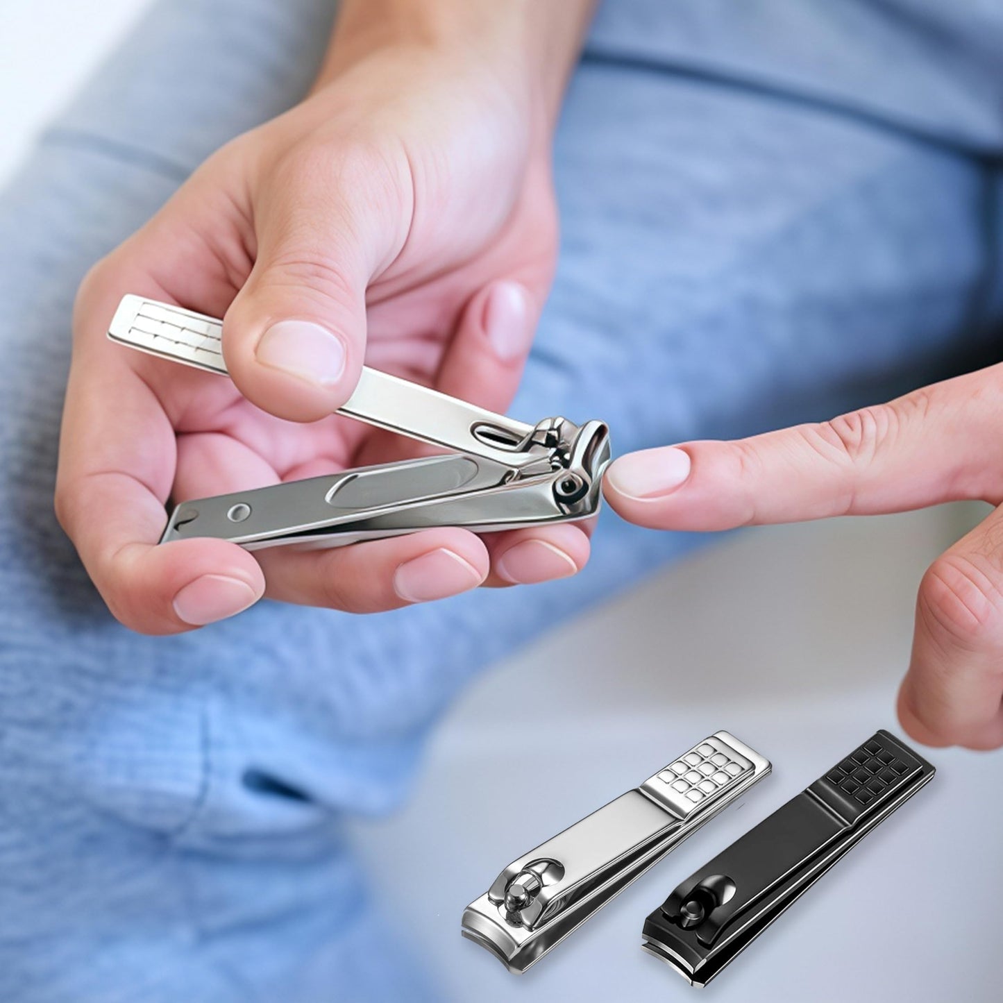 AVERZELLA 60-Pack Fingernail Nail Clippers in Bulk, Individually Wrapped Nail Clippers Pack Ultra Sharp Nail Cutter Set Curved Edge, Flat Nail Clippers Bulk for Men Seniors Homeless Care (Black)