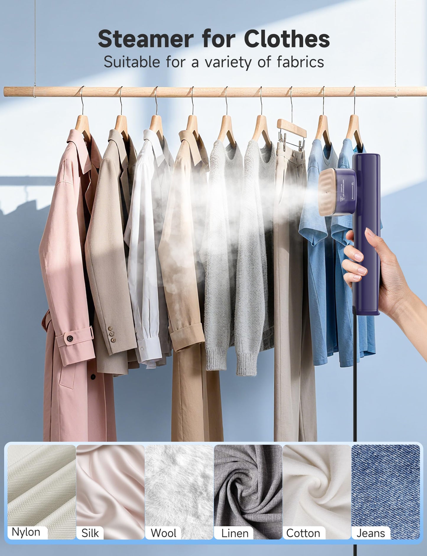 Steamer for Clothes,Sundu Portable 2-in-1 Steamer & Iron,100ml Tank,15s Heat-up,20 Min Steam,Wrinkle Remover,Garment Steamer for Travel, Home, Office(Aquamarine)