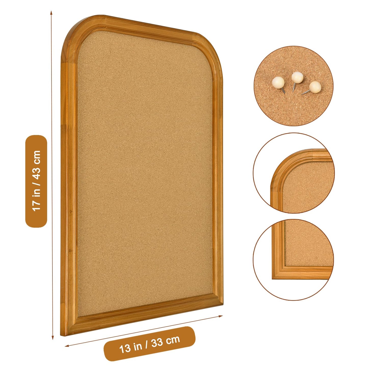 Aitakatta Cork Board for Walls, 17X13 inches Bulletin Board with Frame, Decorative Hanging Pin Board Vision Board Message Board for Office School Home Decor(2R&2S,4333,1p)